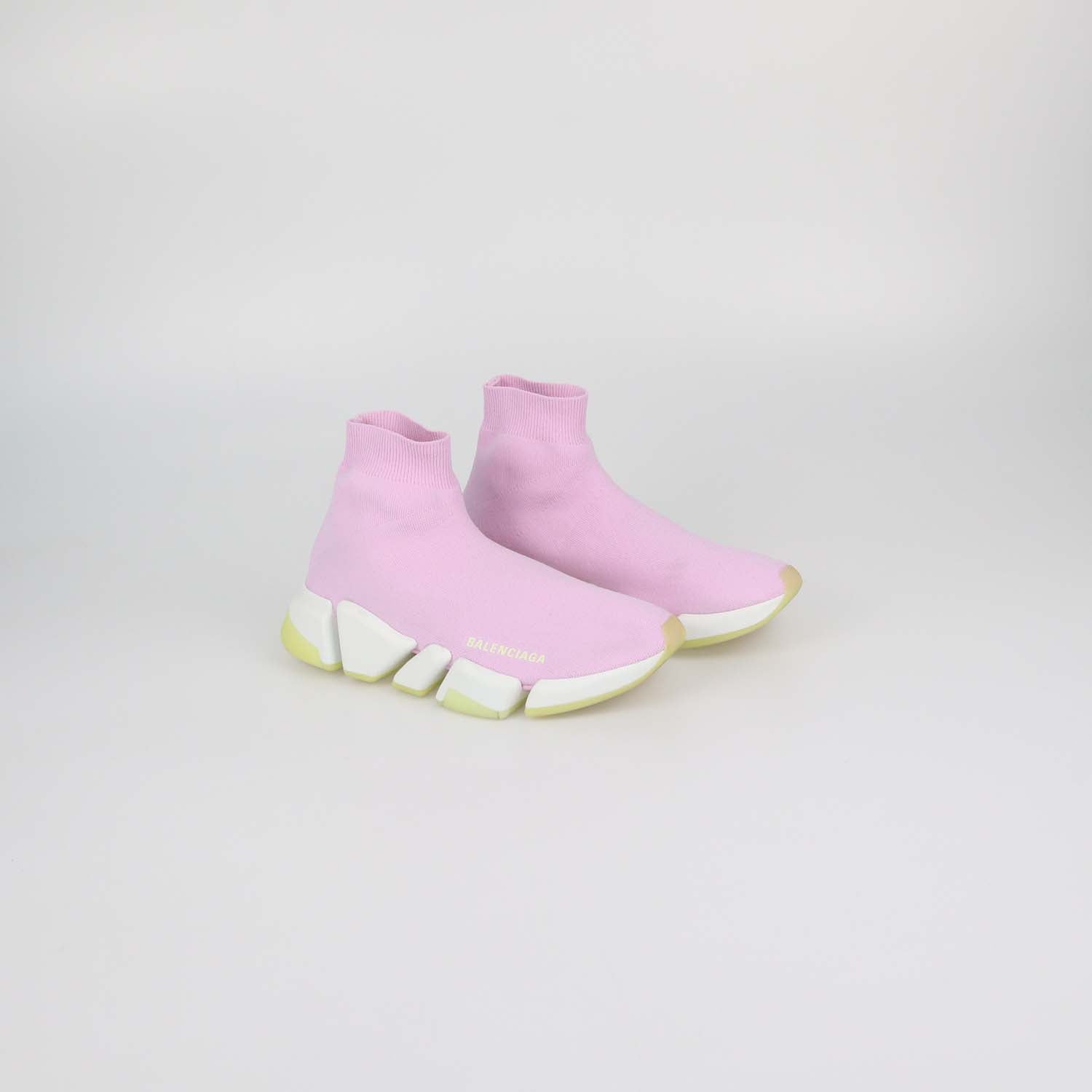 Balenciaga Pink Knit Speed Trainer Sneakers