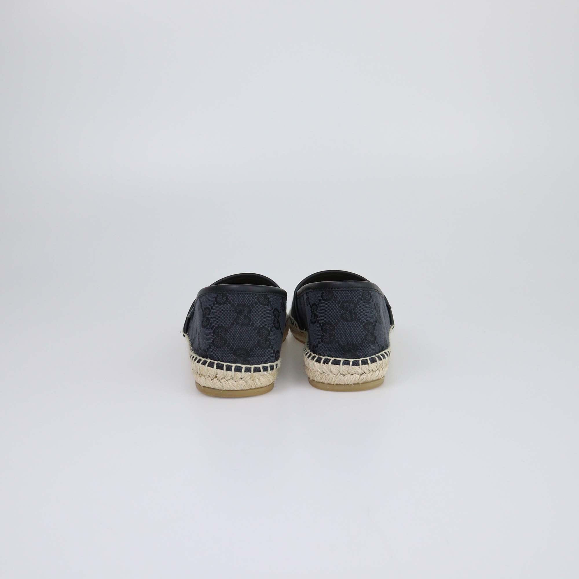 Gucci Navy Blue/Black GG Espadrille Flats Womens Gucci