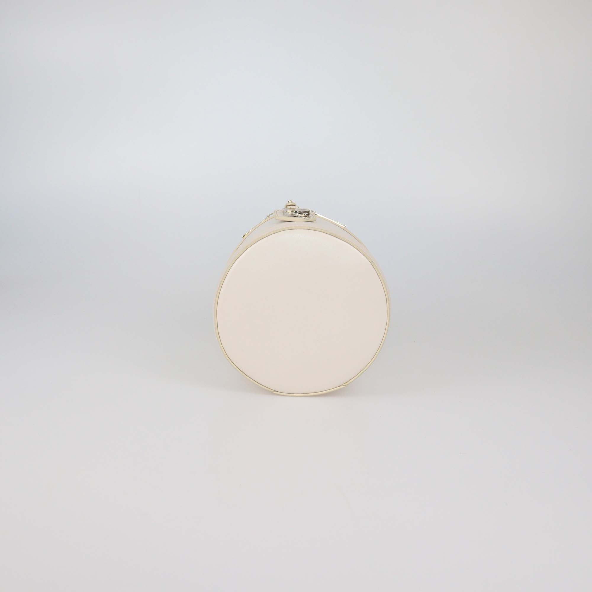 Elisabetta Franchi Off White Faux Leather Padlock Vanity Bag