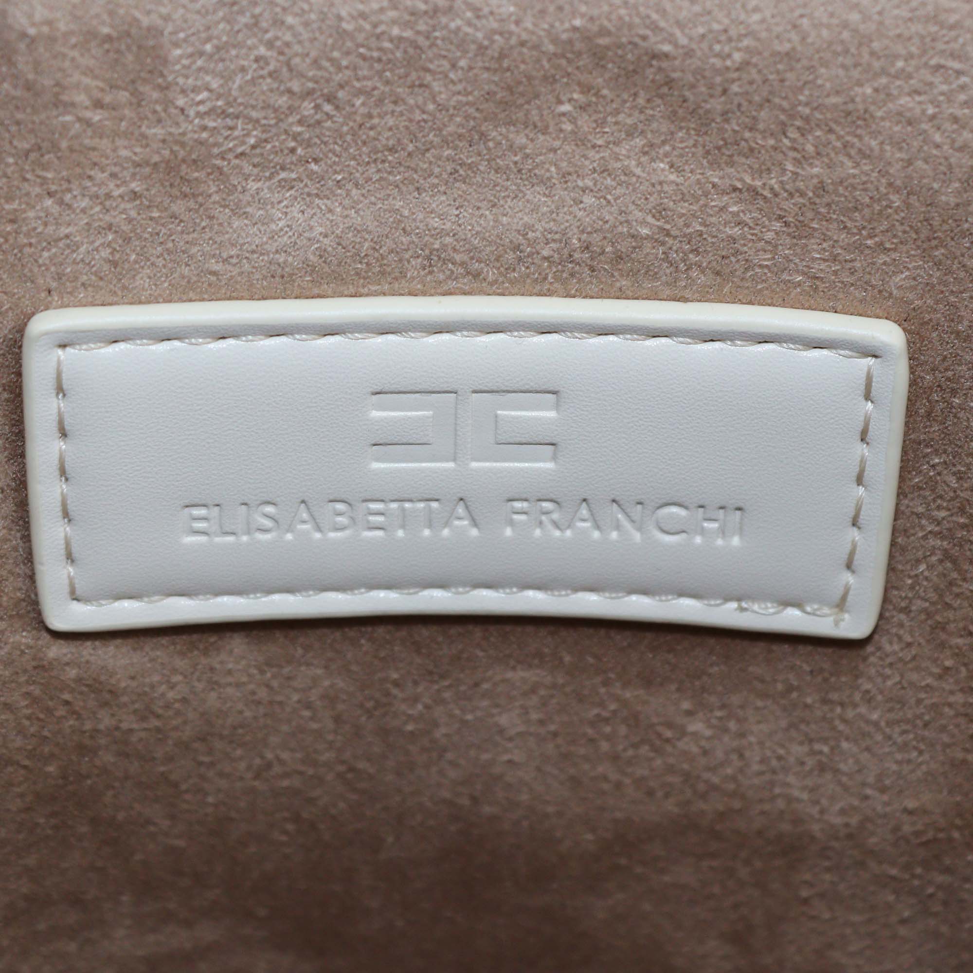 Elisabetta Franchi Off White Faux Leather Padlock Vanity Bag