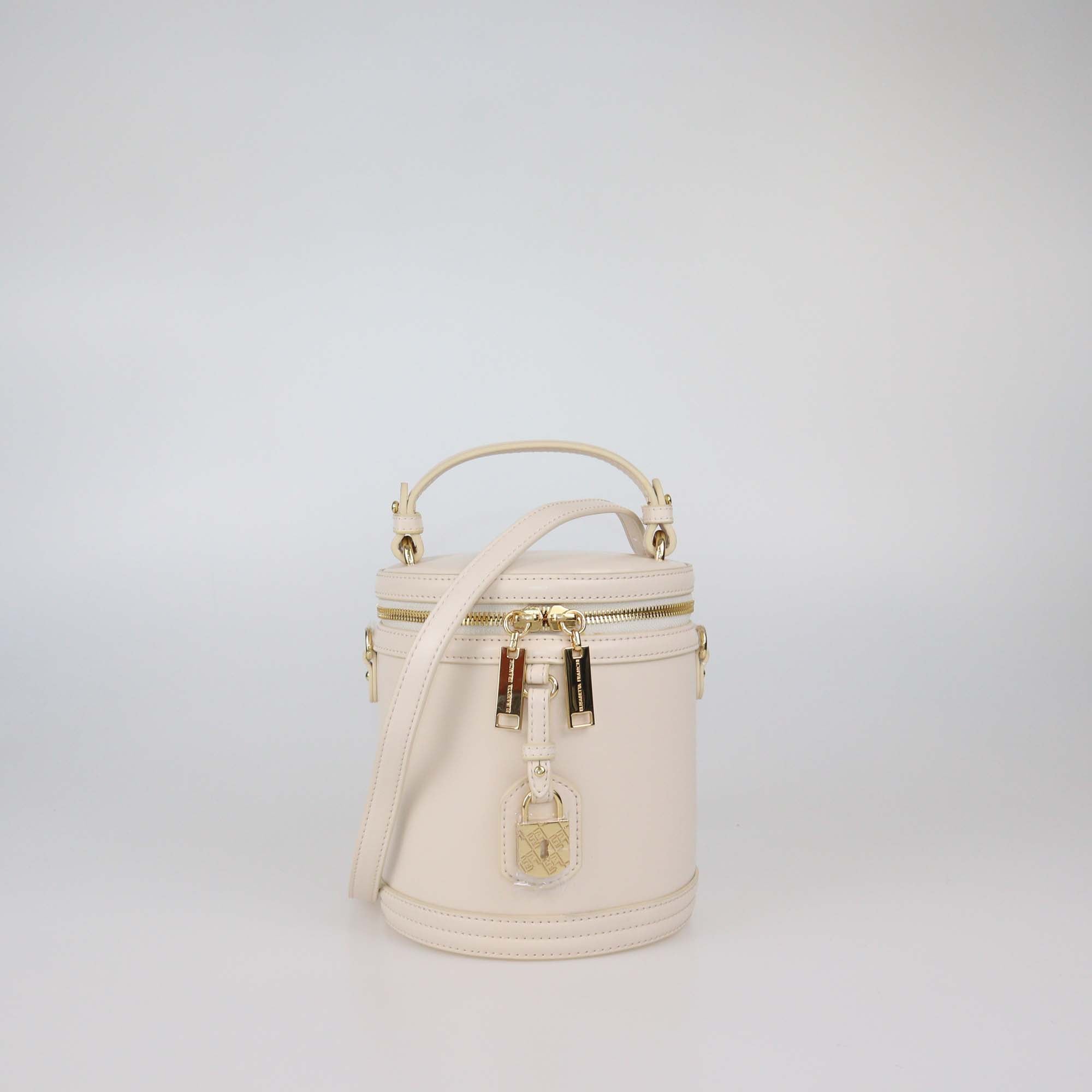 Elisabetta Franchi Off White Faux Leather Padlock Vanity Bag