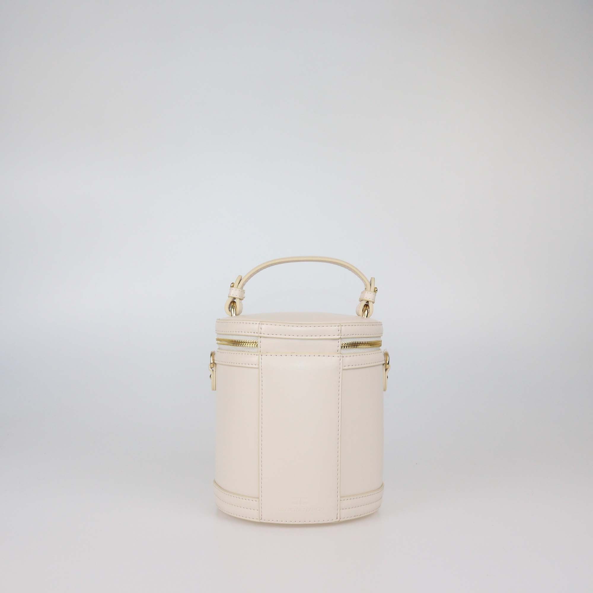 Elisabetta Franchi Off White Faux Leather Padlock Vanity Bag