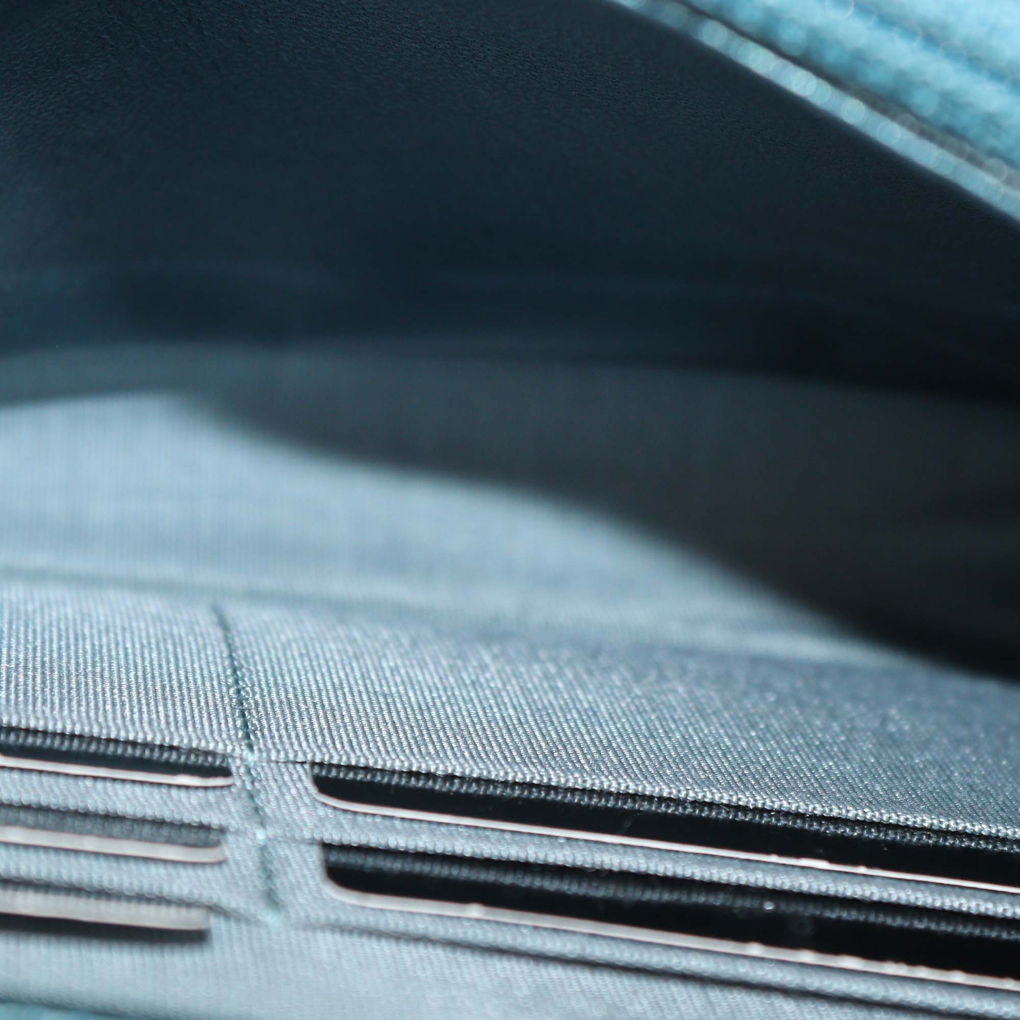 Chanel Metallic Green Quilted Leather Boy Wallet On Chain