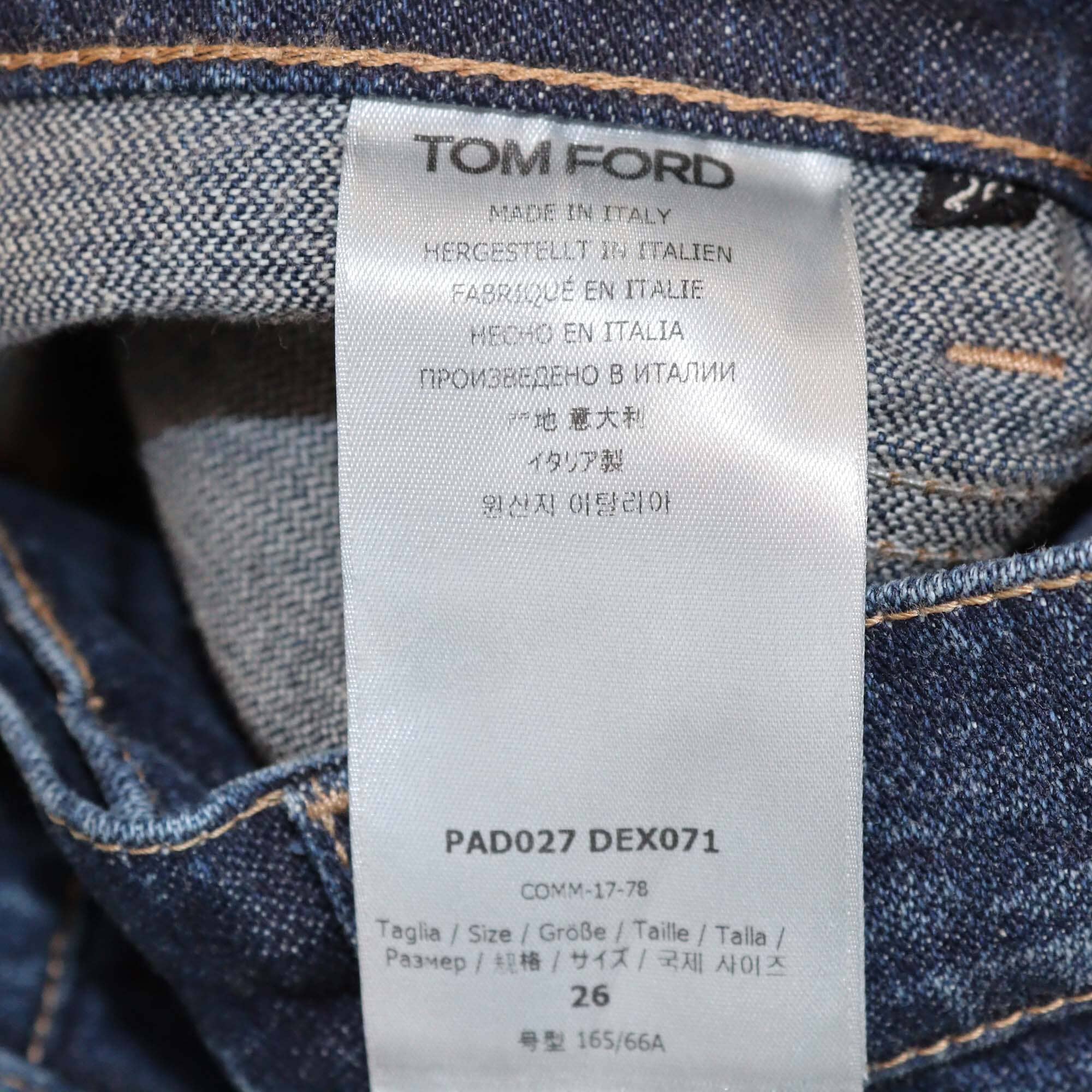 Tom Ford Blue Denim Folded Hem Straight Cut Jeans Womens Tom Ford
