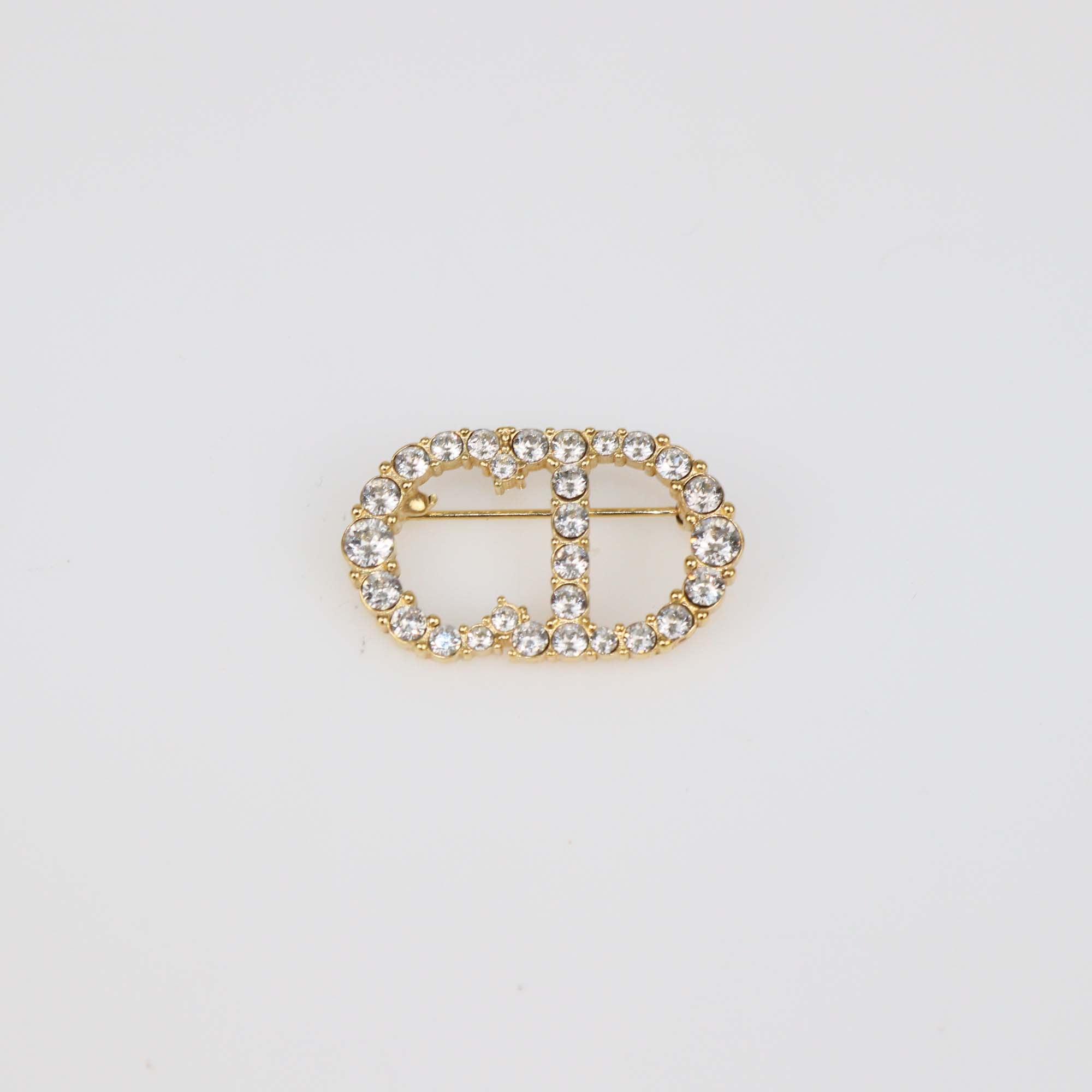 Christian Dior Clair D Lune Crystal Gold Plated Metal Brooch