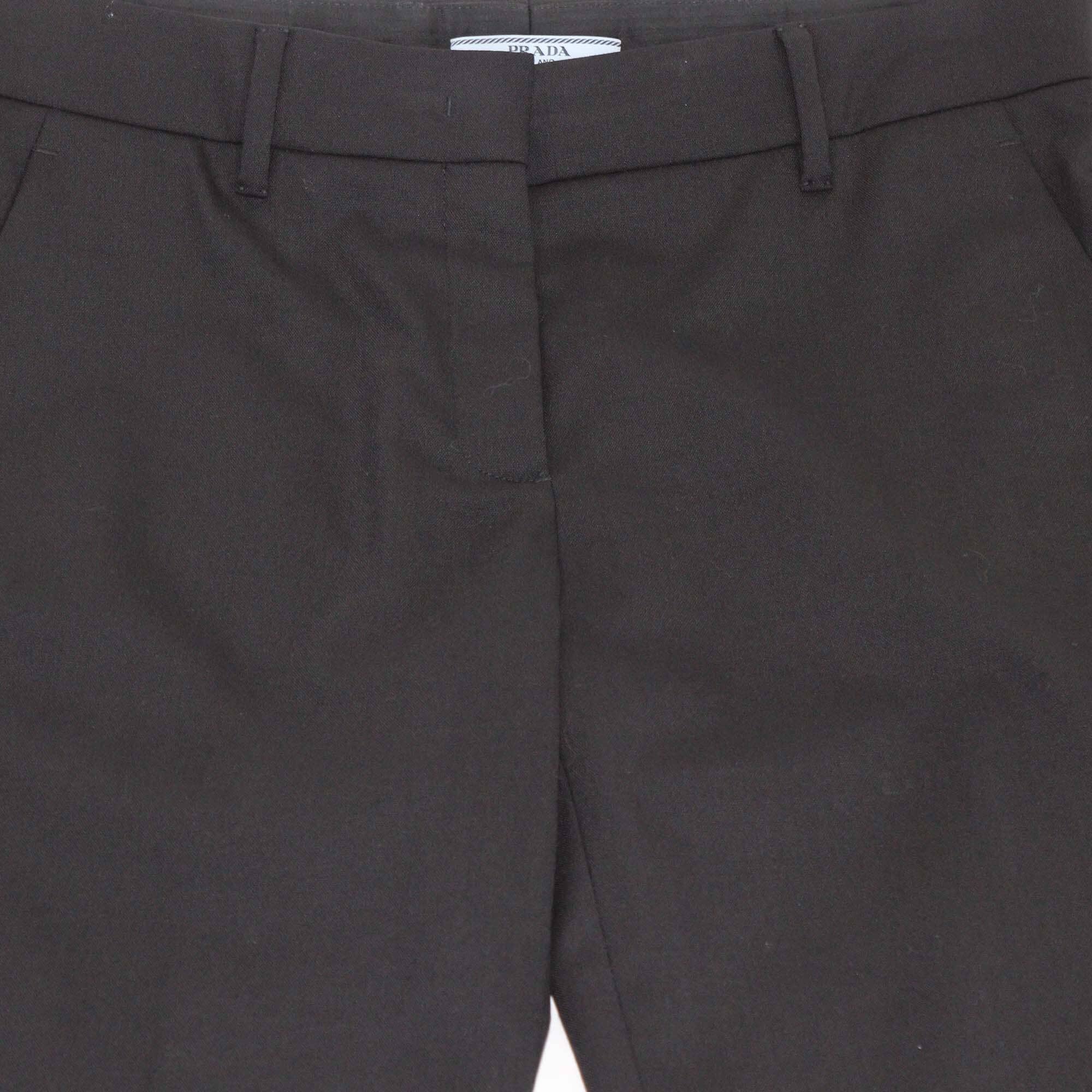 Prada Black Formal Gabardine Straight Cut Trousers Womens Prada