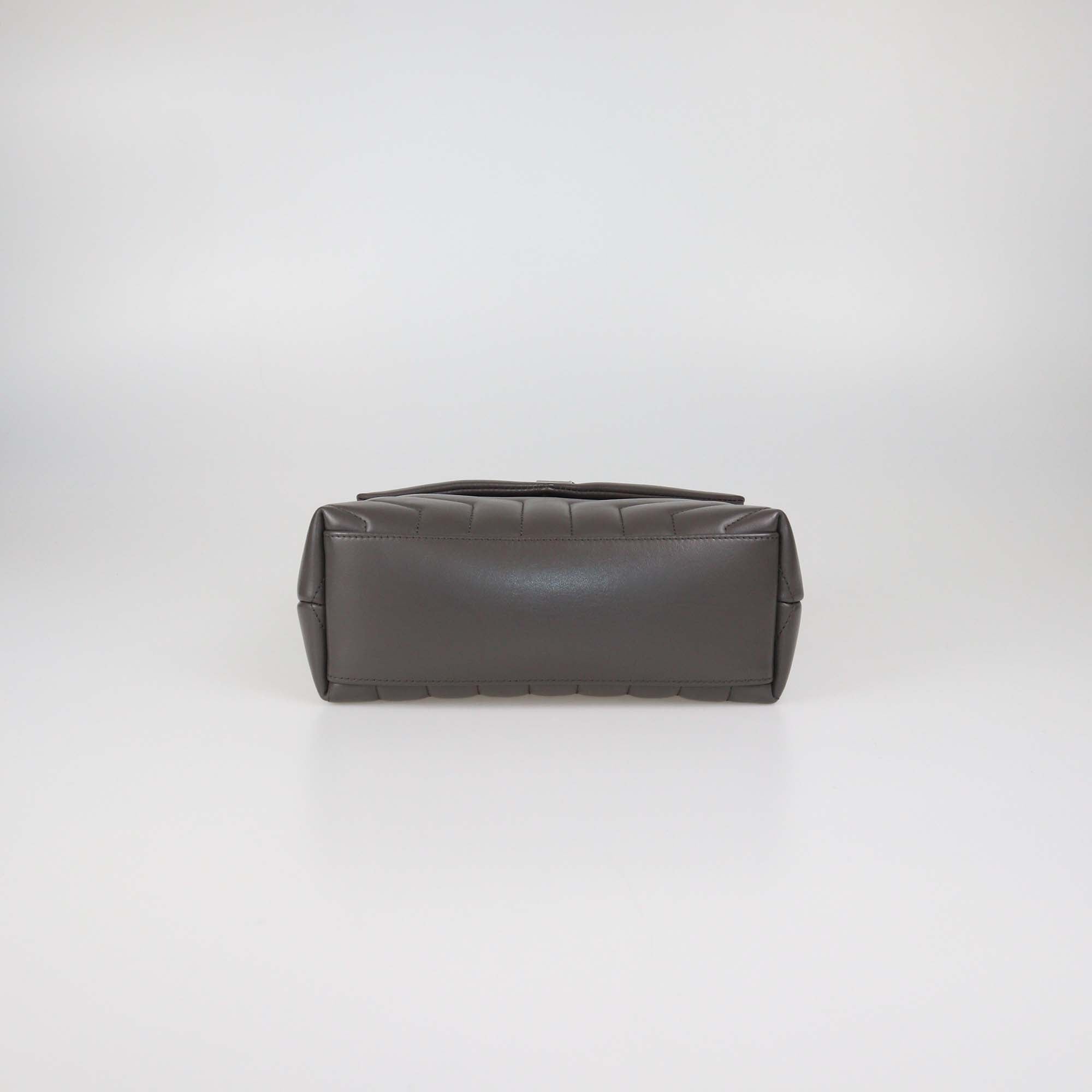 Saint Laurent Dark Grey Matelasse Leather Small Loulou Shoulder Bag