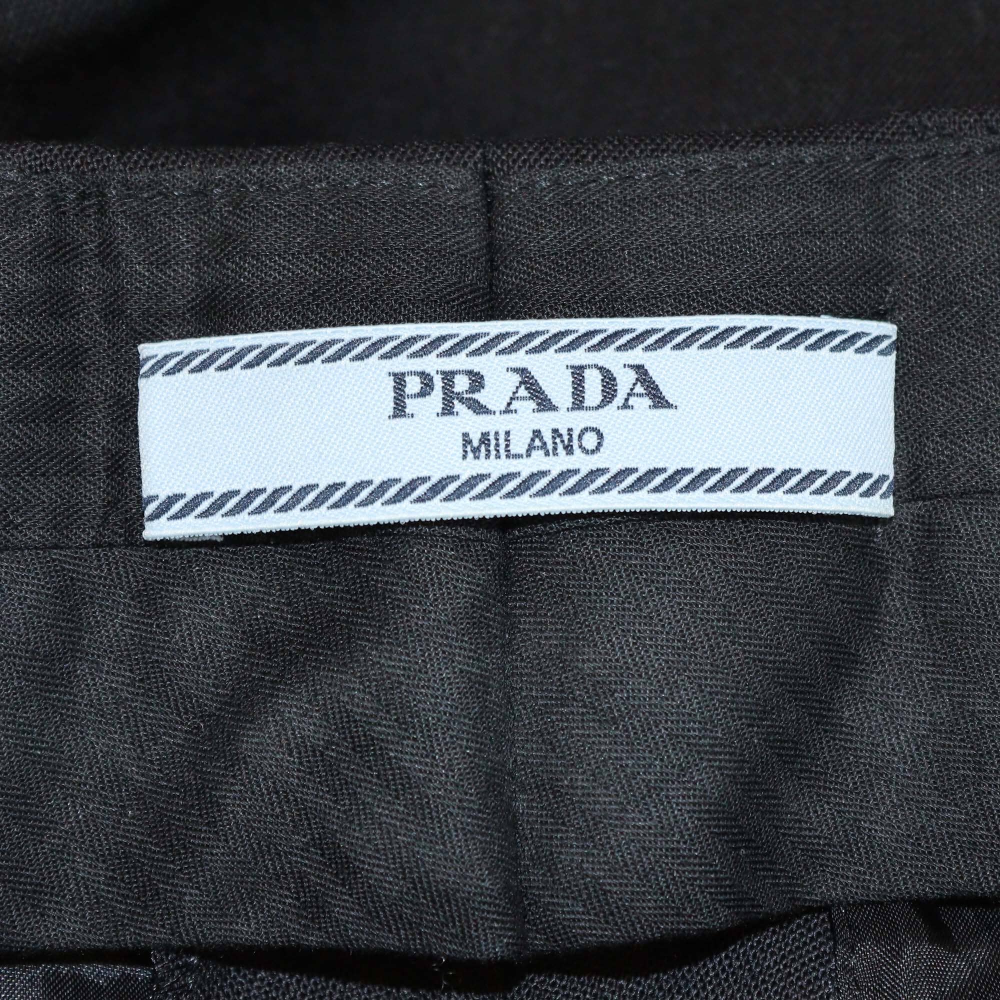 Prada Black Formal Gabardine Straight Cut Trousers Womens Prada