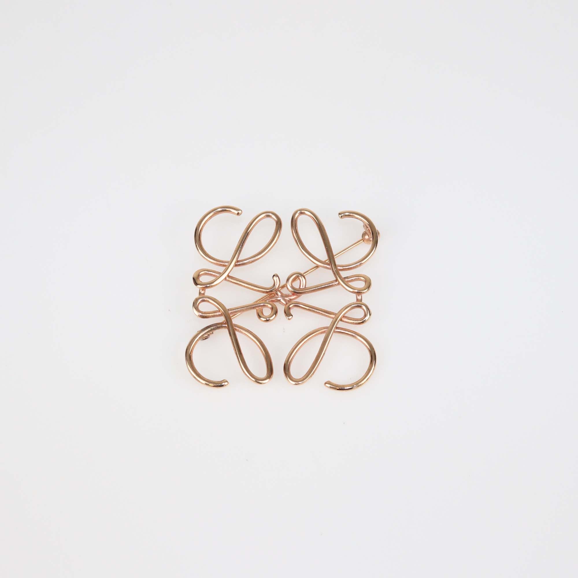 Loewe Rose Gold Tone Anagram Pin Brooch