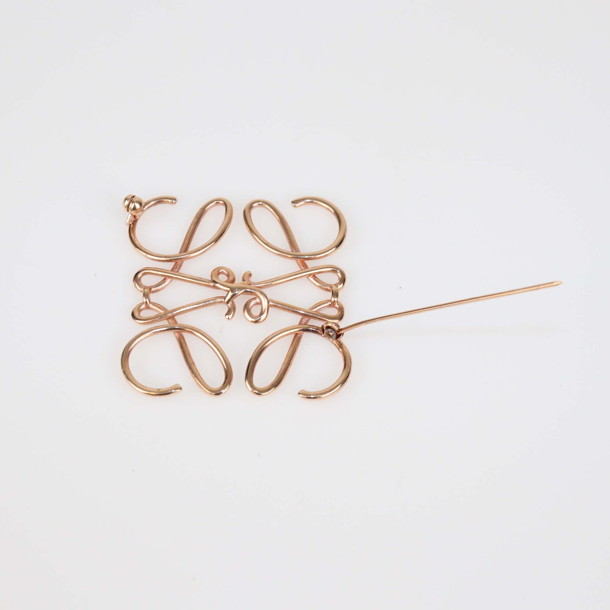 Loewe Rose Gold Tone Anagram Pin Brooch