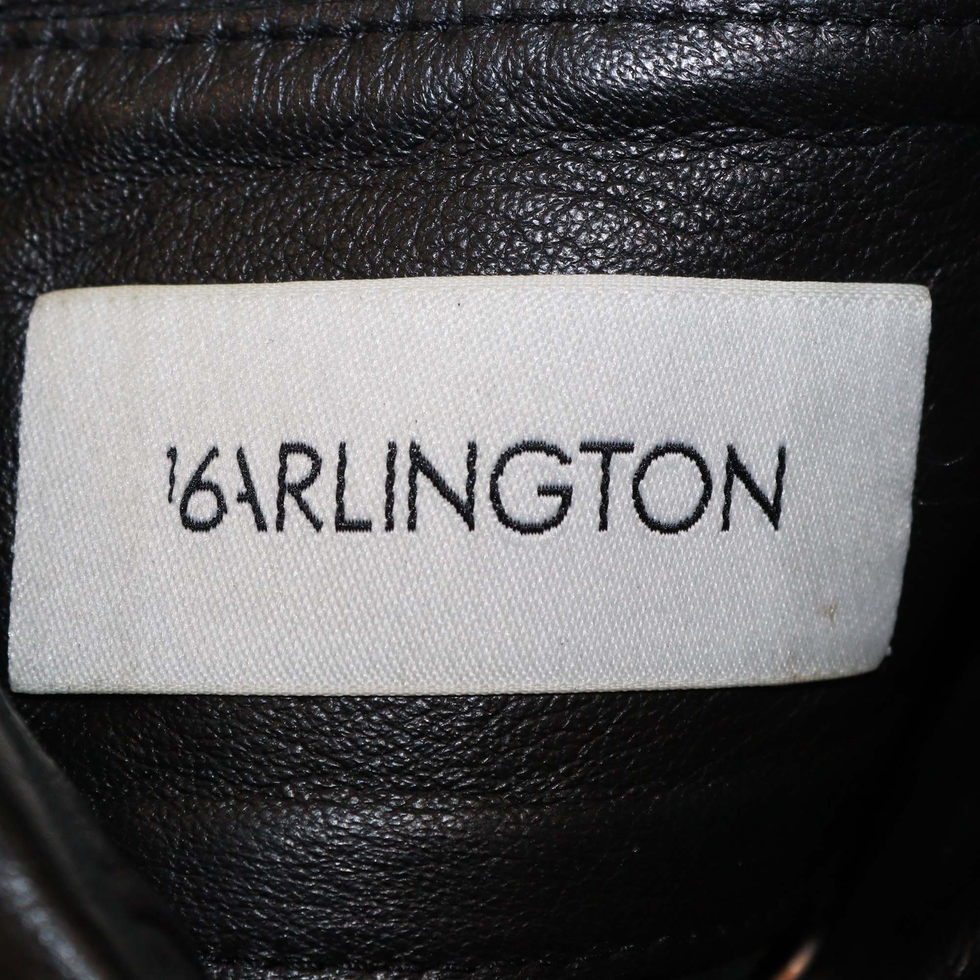 16Arlington Black Leather Button Front Pointed Collar Jacket