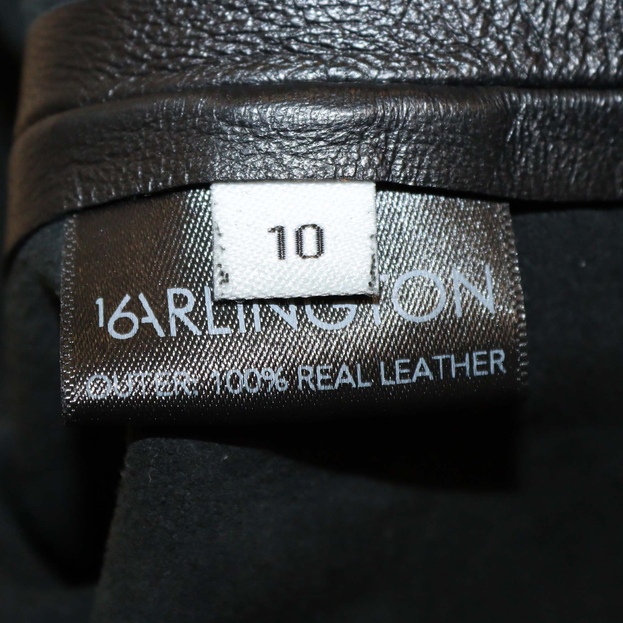 16Arlington Black Leather Button Front Pointed Collar Jacket