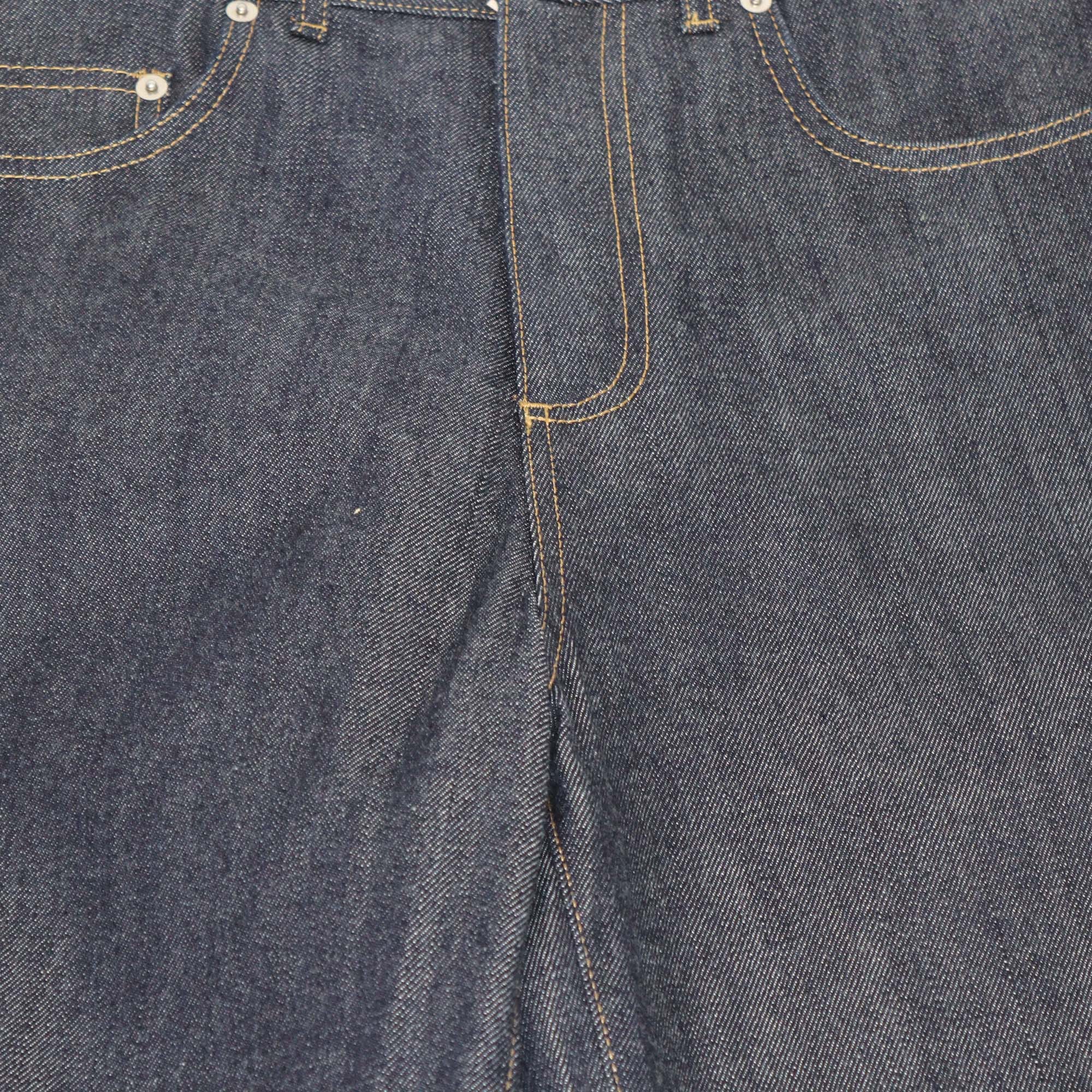 Christian Dior Dark Blue Denim High Waist Wide Leg Jeans Womens Christian Dior