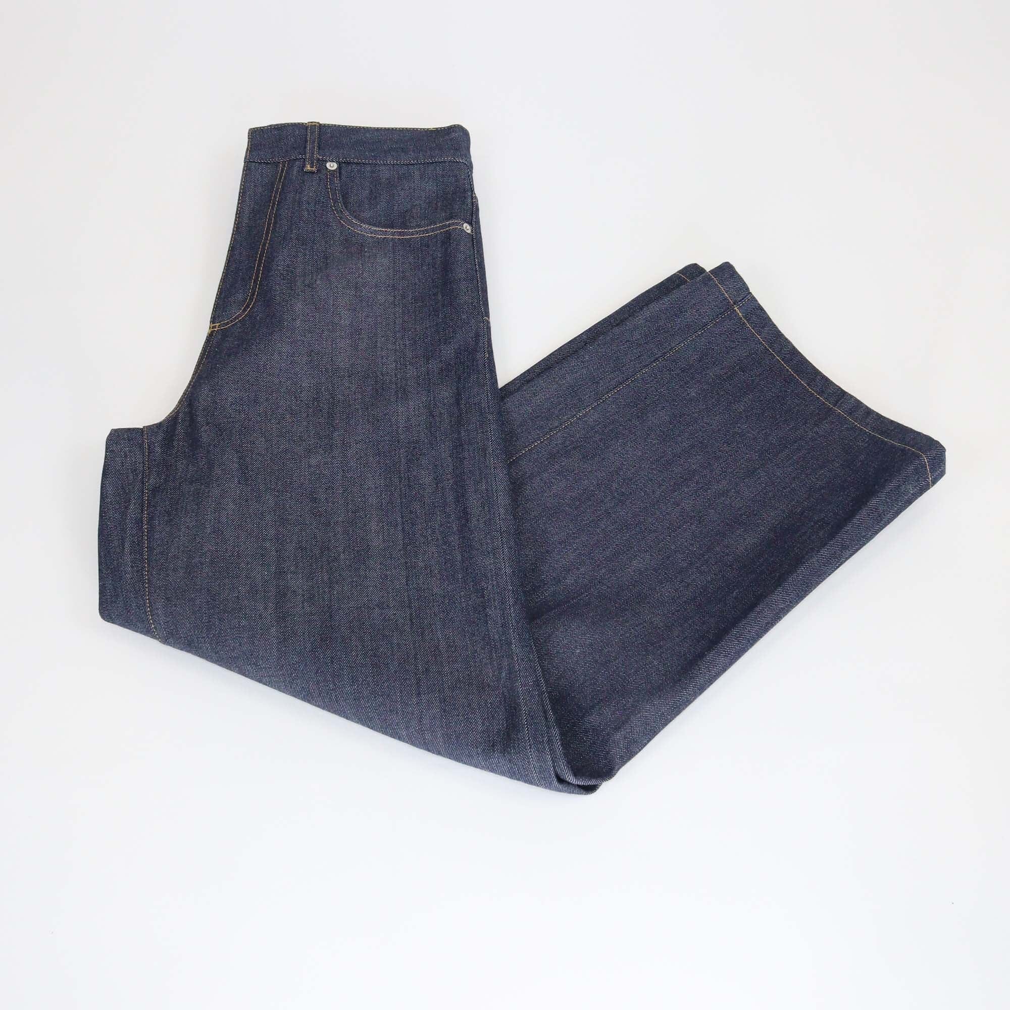 Christian Dior Dark Blue Denim High Waist Wide Leg Jeans Womens Christian Dior