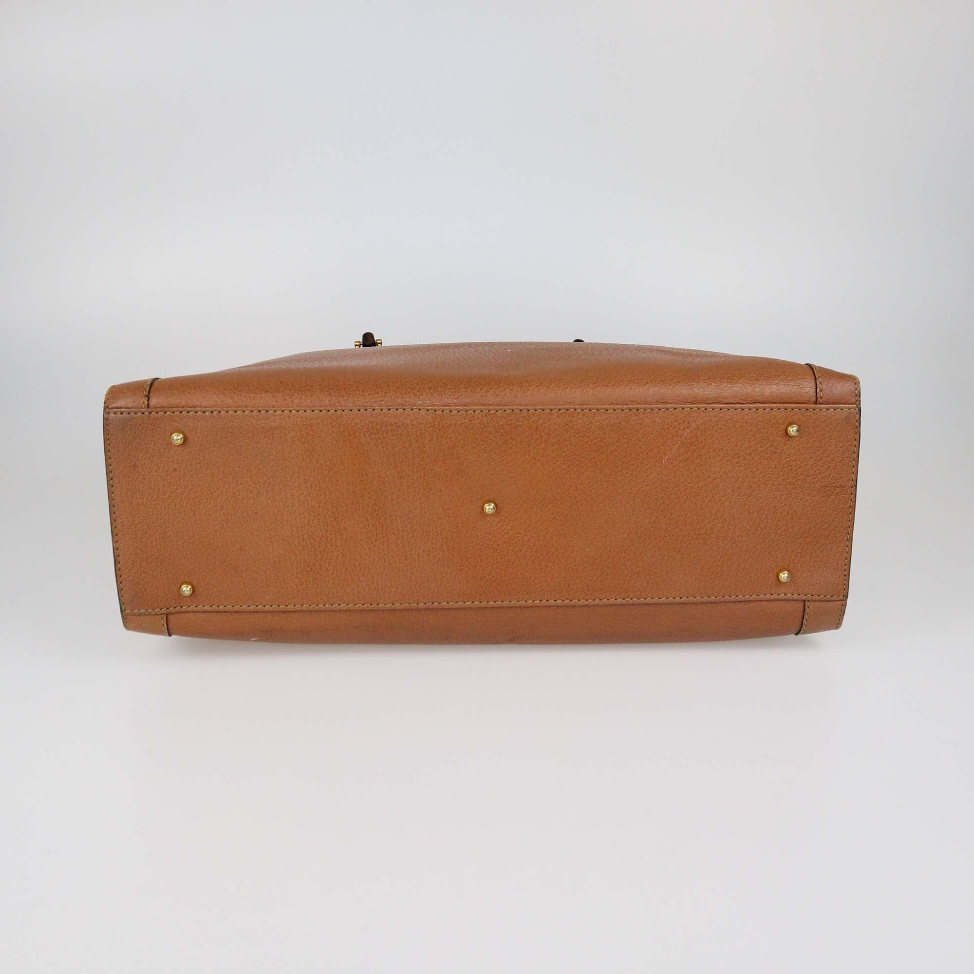 Gucci Brown Leather Vintage Diana Bamboo Tote