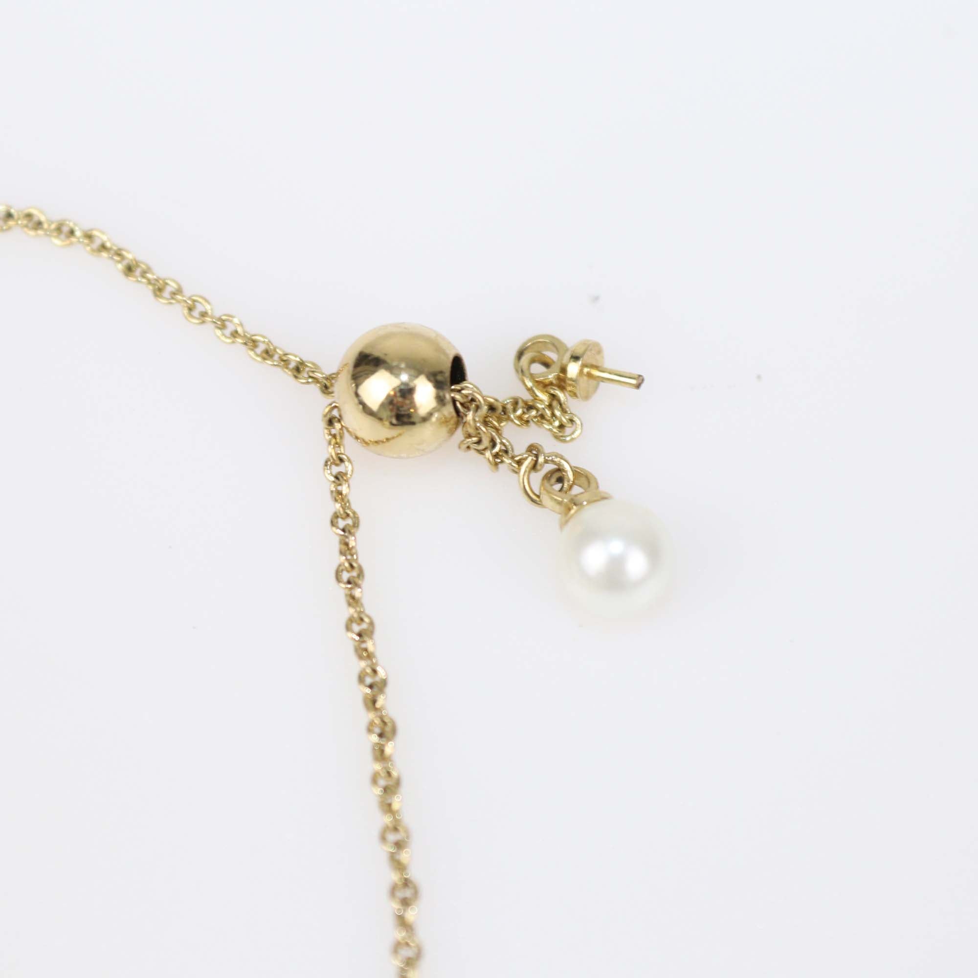 Carolina Herrera Faux Pearl Gold Tone Metal Chain Bracelet
