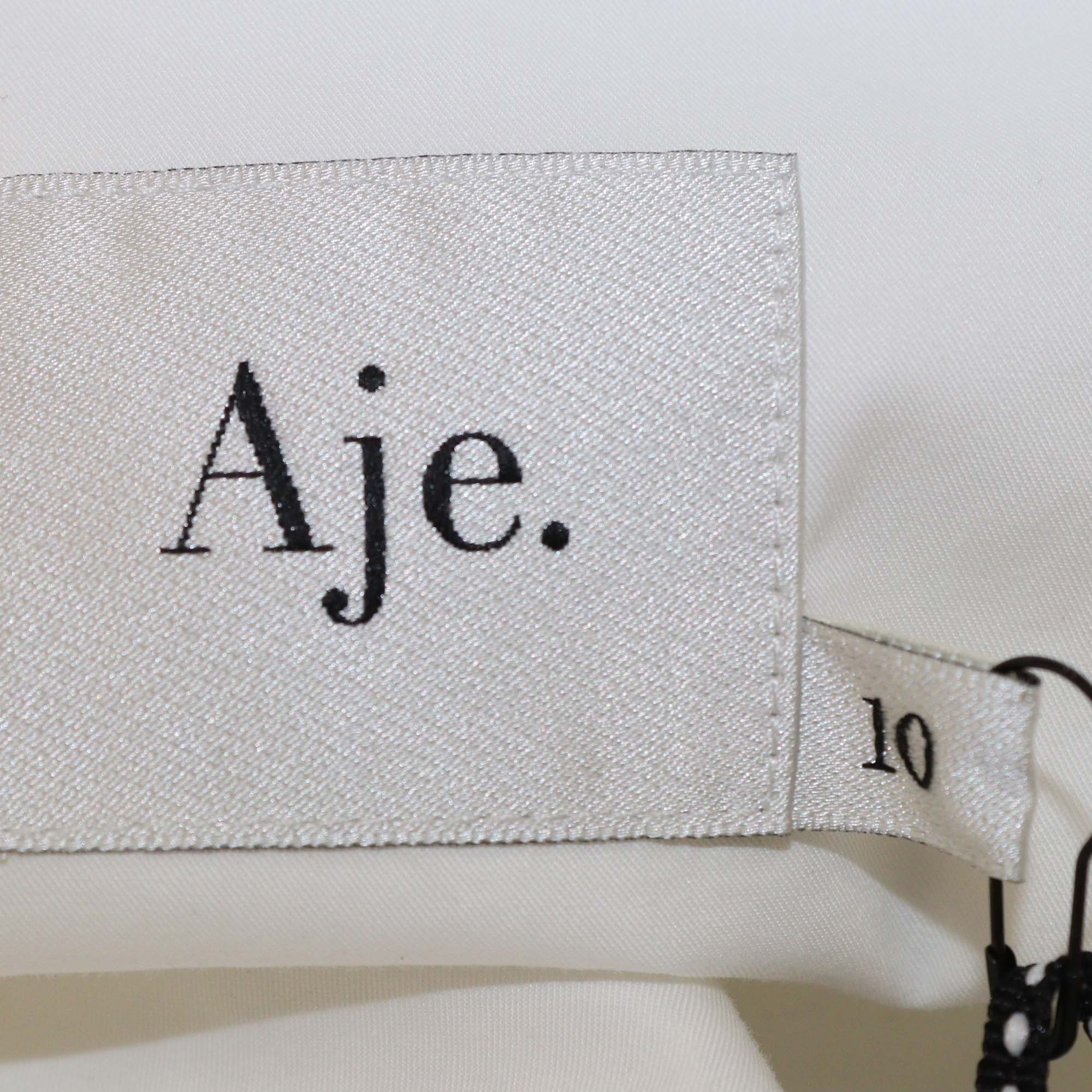 Aje Ivory Cotton Poplin Florence Pearl Trim Mini Dress