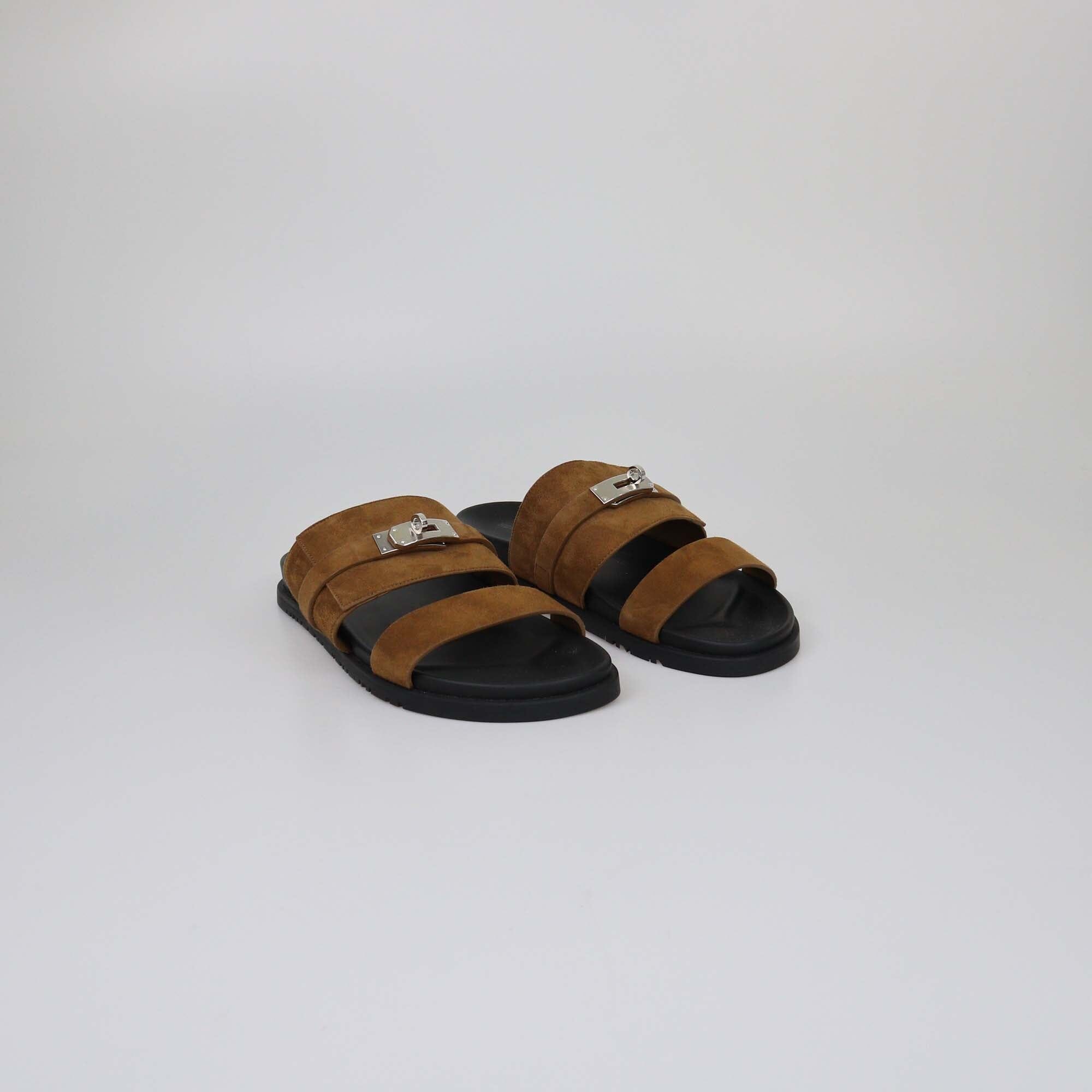 Hermes Brun Fume Jackson Sandals Mens Hermes