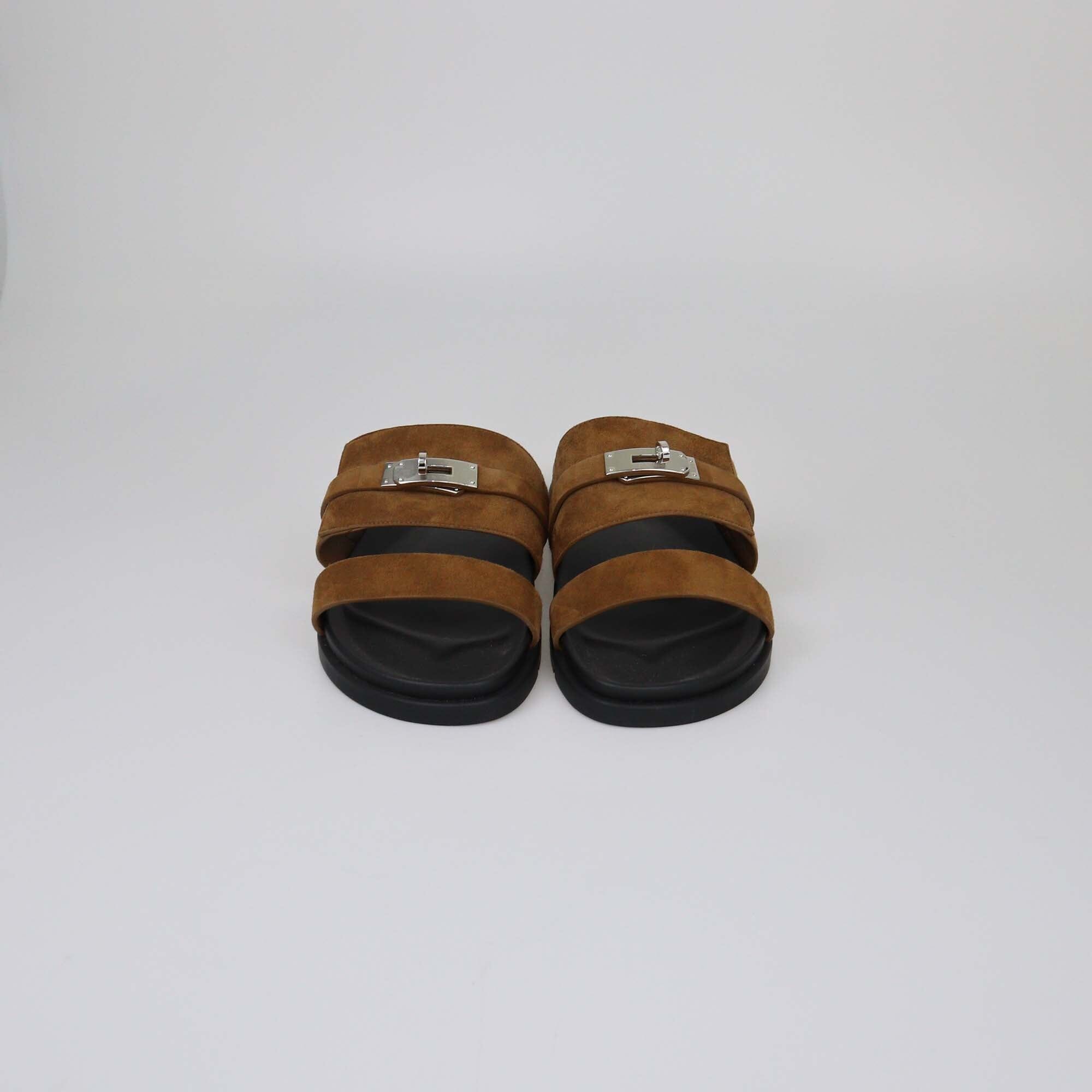 Hermes Brun Fume Jackson Sandals Mens Hermes