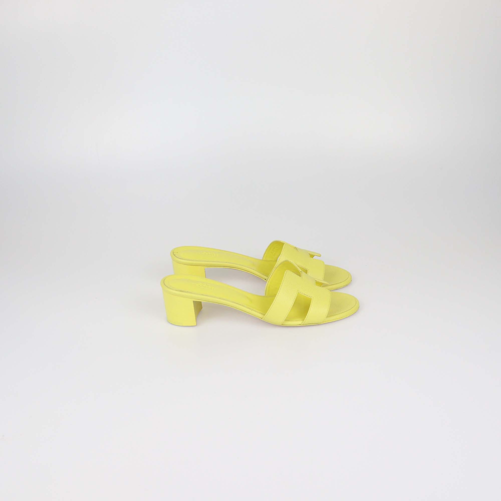 Hermes Yellow Epsom Leather Oasis Sandals