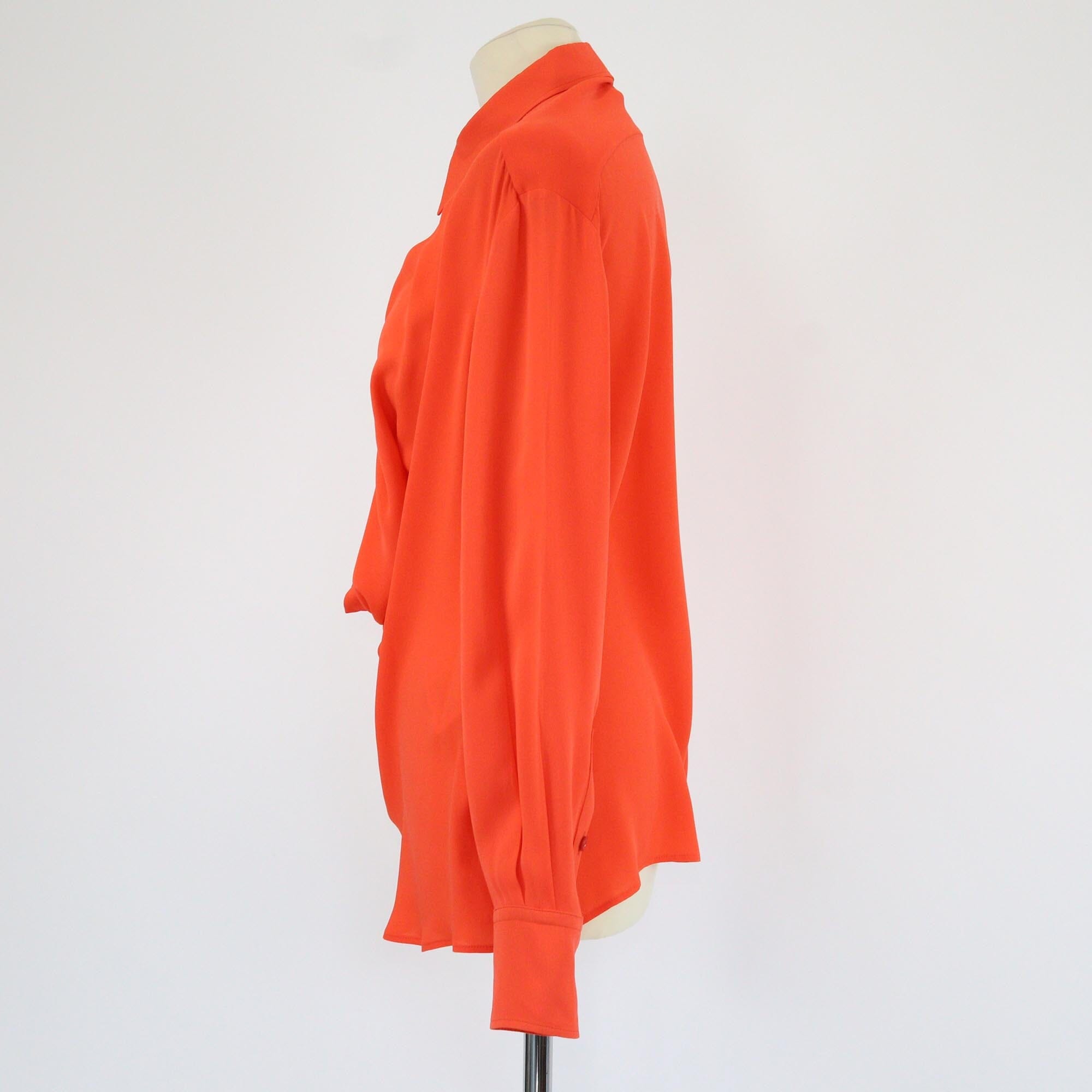 Valentino Orange Half Buttons Up Long Sleeve Blouse Womens Valentino