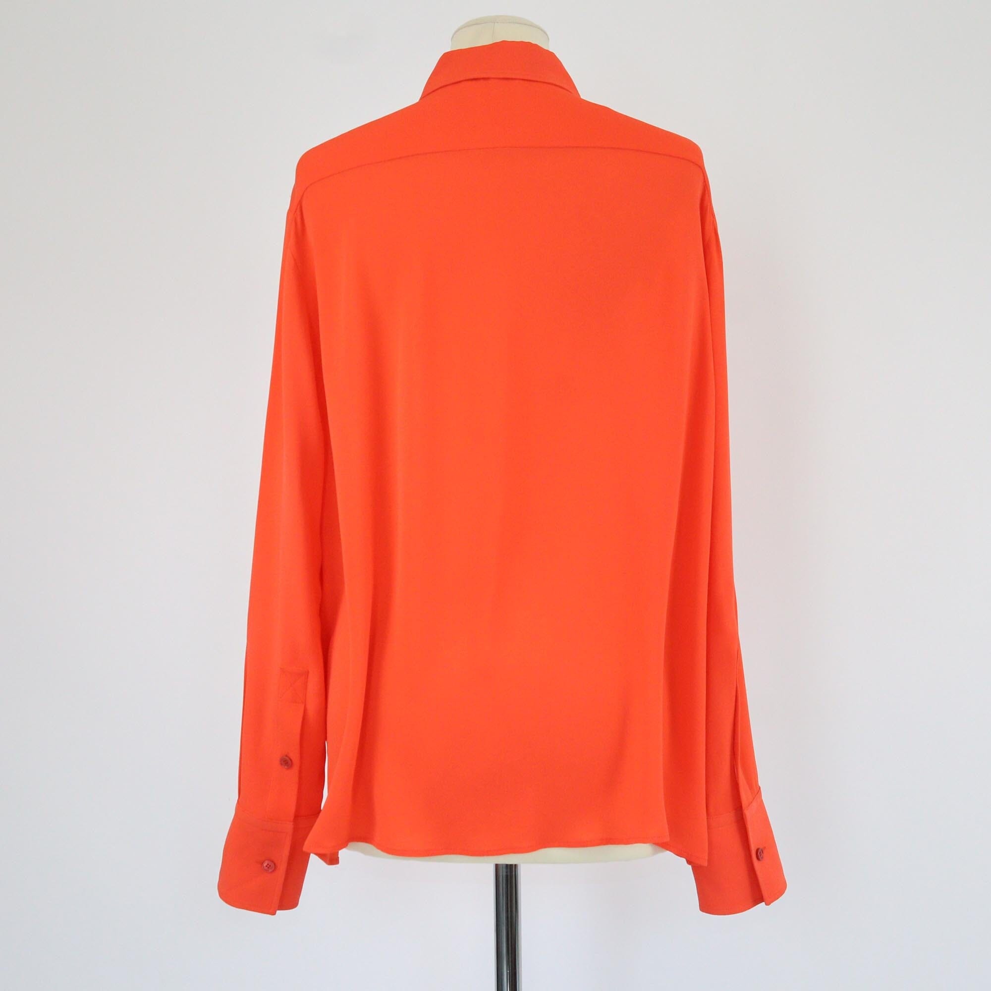 Valentino Orange Half Buttons Up Long Sleeve Blouse Womens Valentino