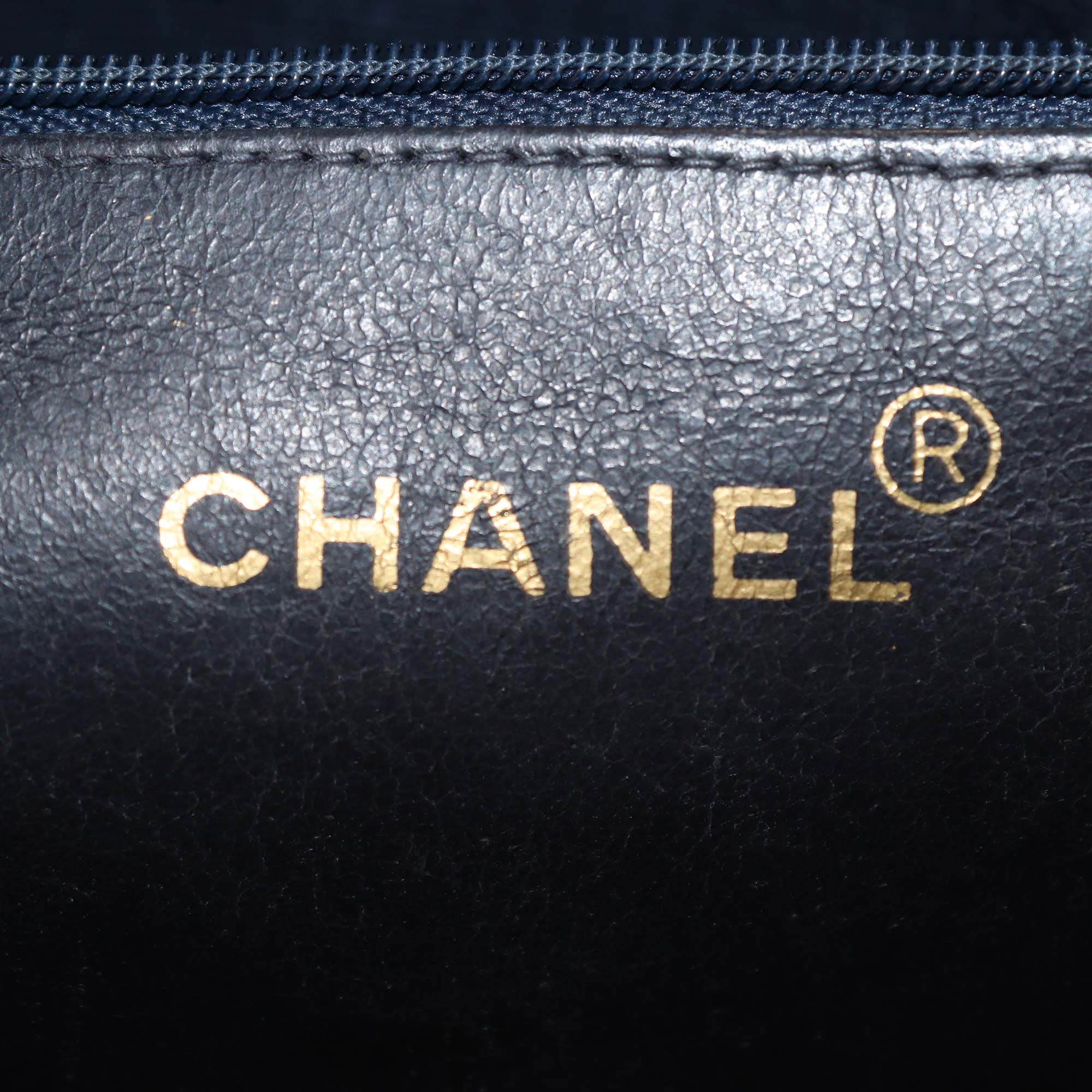 Chanel Navy Blue Quilted Leather CC Chain Tote
