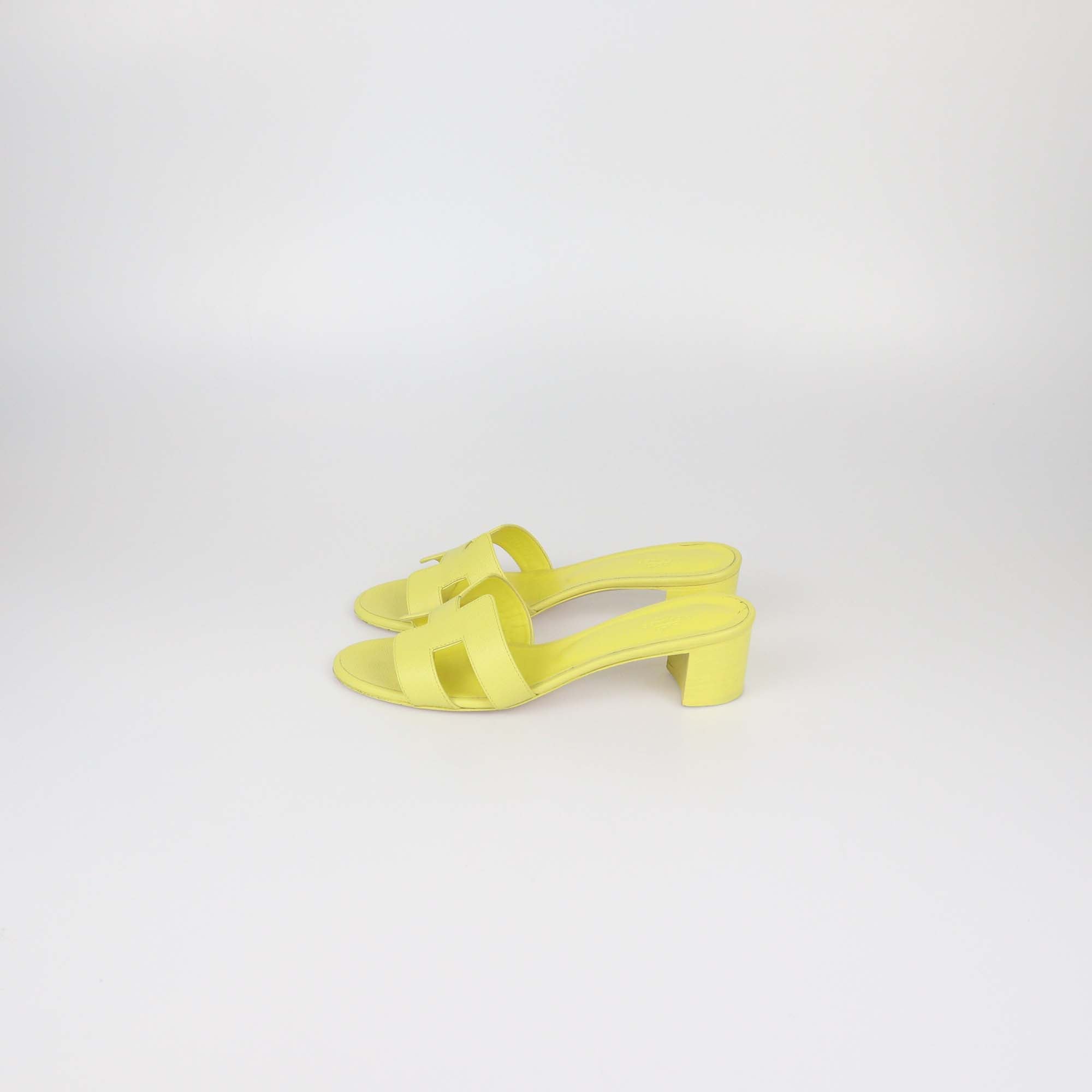 Hermes Yellow Epsom Leather Oasis Sandals