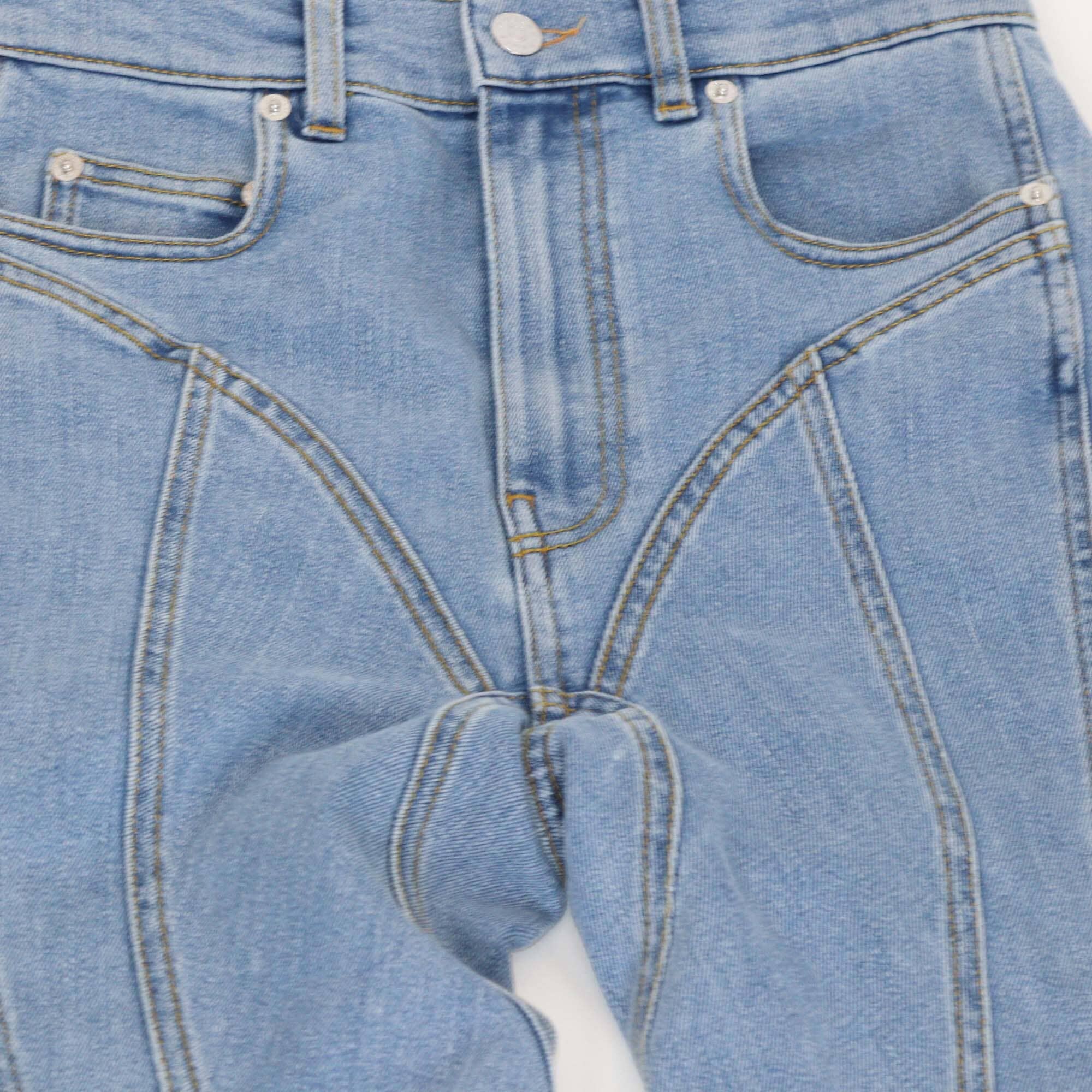 Mugler Blue/Black Denim Stretch Slim Jeans Womens Mugler