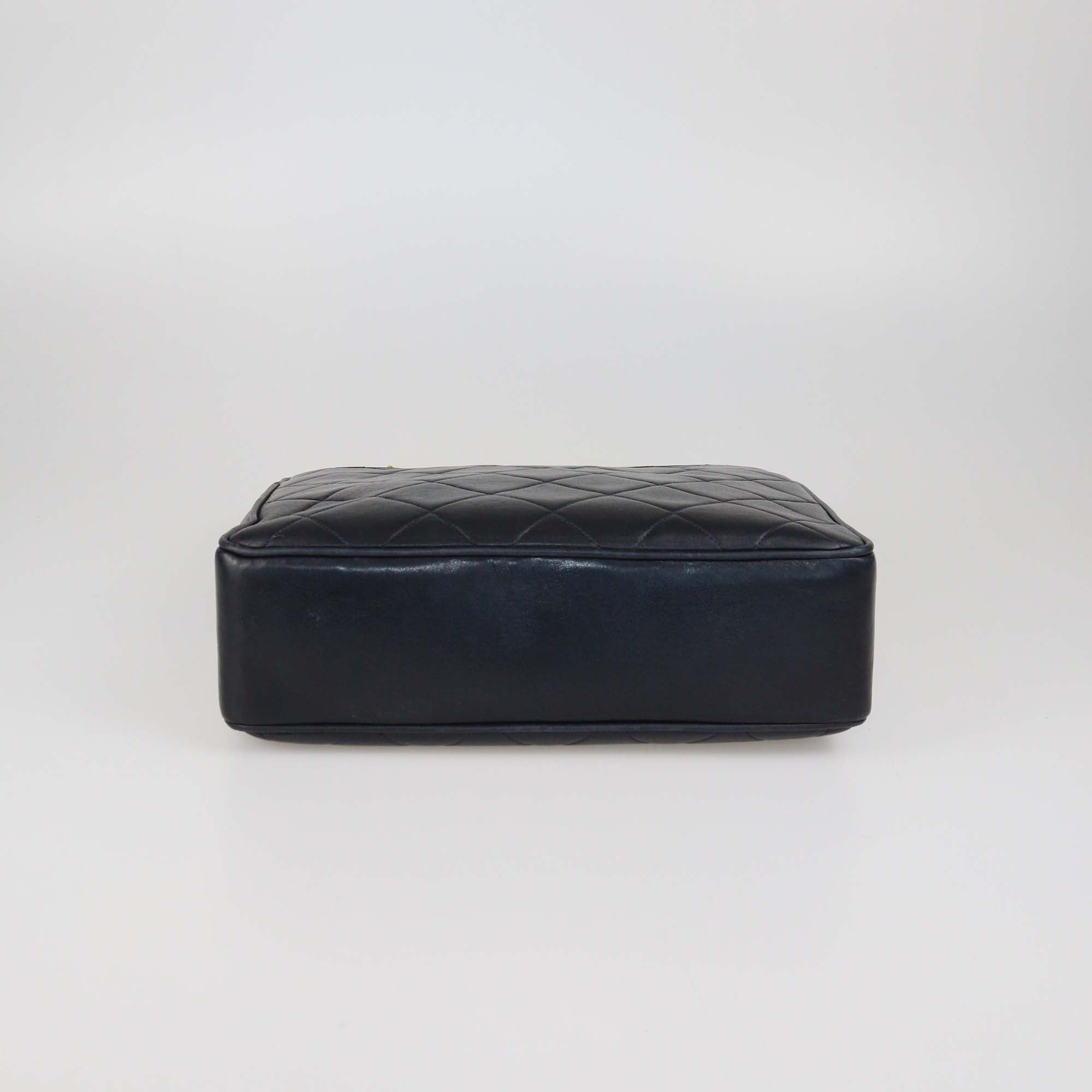 Chanel Navy Blue Quilted Leather CC Chain Tote