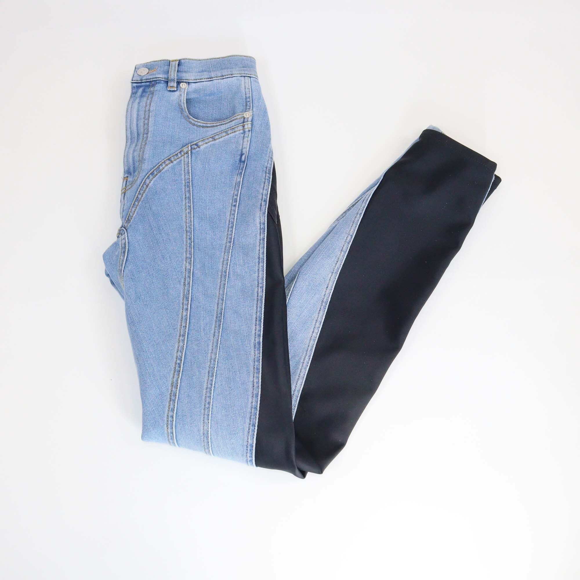Mugler Blue/Black Denim Stretch Slim Jeans Womens Mugler