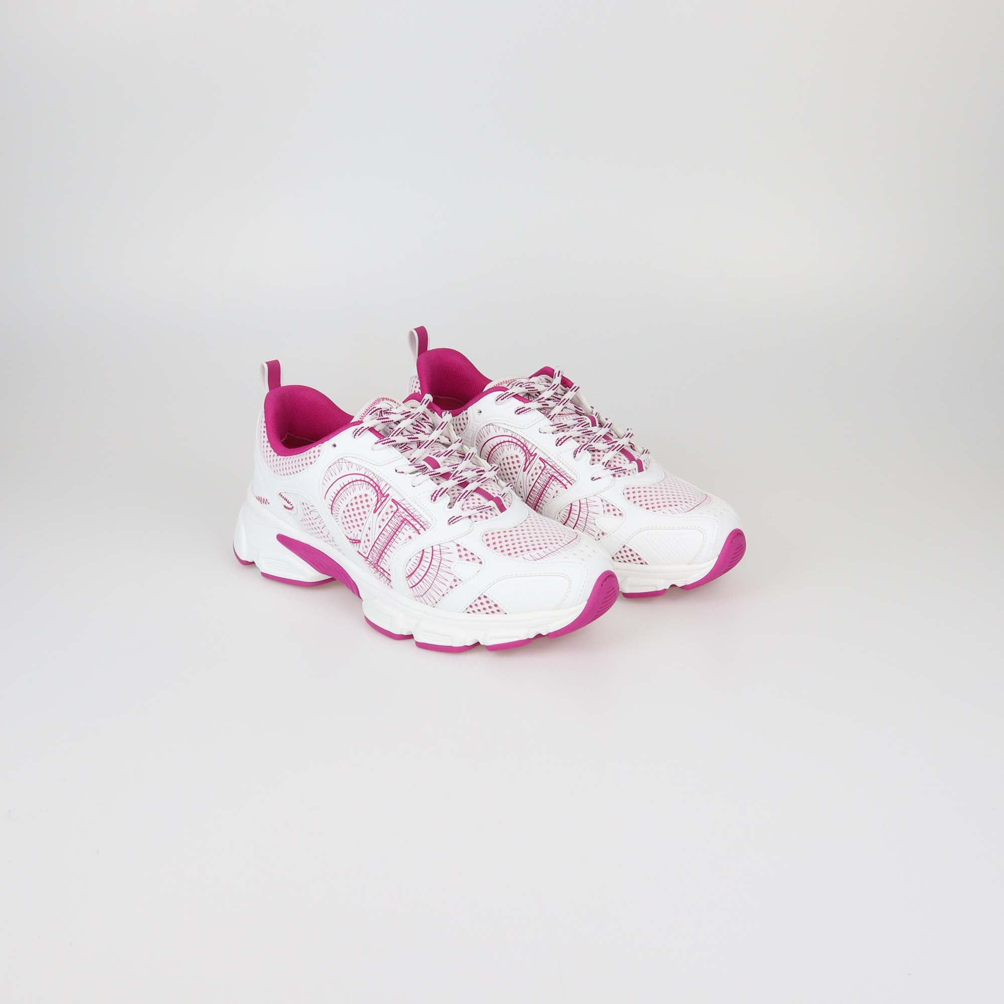 Christian Dior White/Pink Technical Mesh Dior Chrono Sneakers