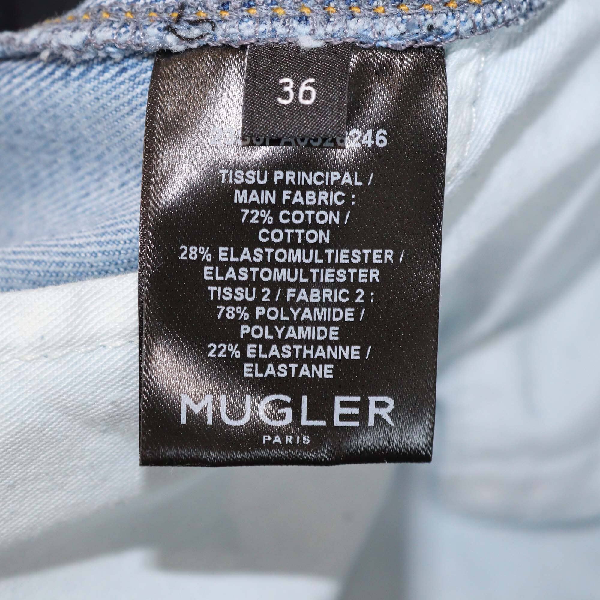 Mugler Blue/Black Denim Stretch Slim Jeans Womens Mugler