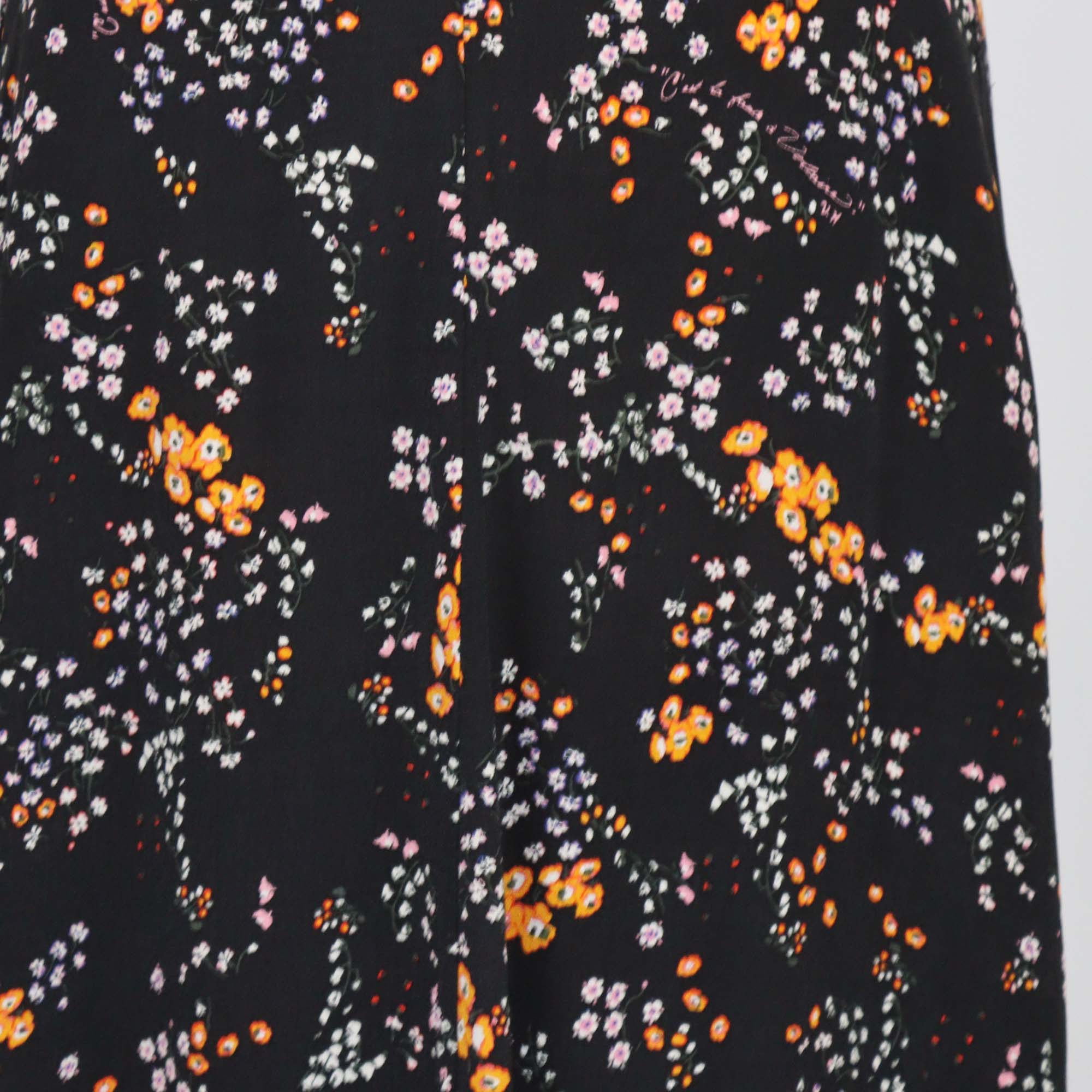 Zadig & Voltaire Black Multicolor Flower Print Viscose Judith Spark Midi Skirt