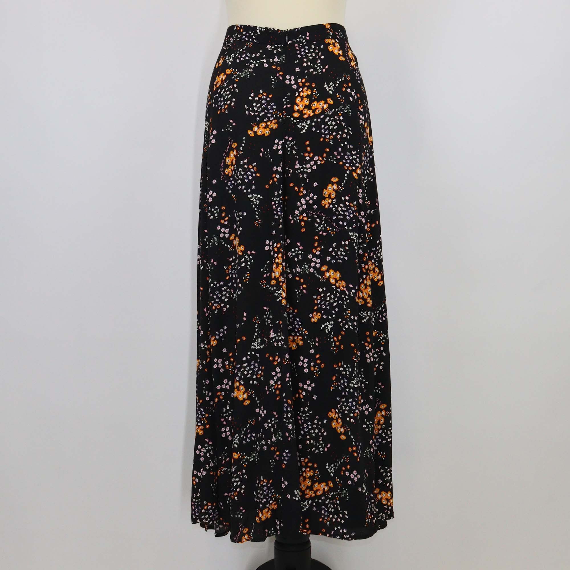 Zadig & Voltaire Black Multicolor Flower Print Viscose Judith Spark Midi Skirt