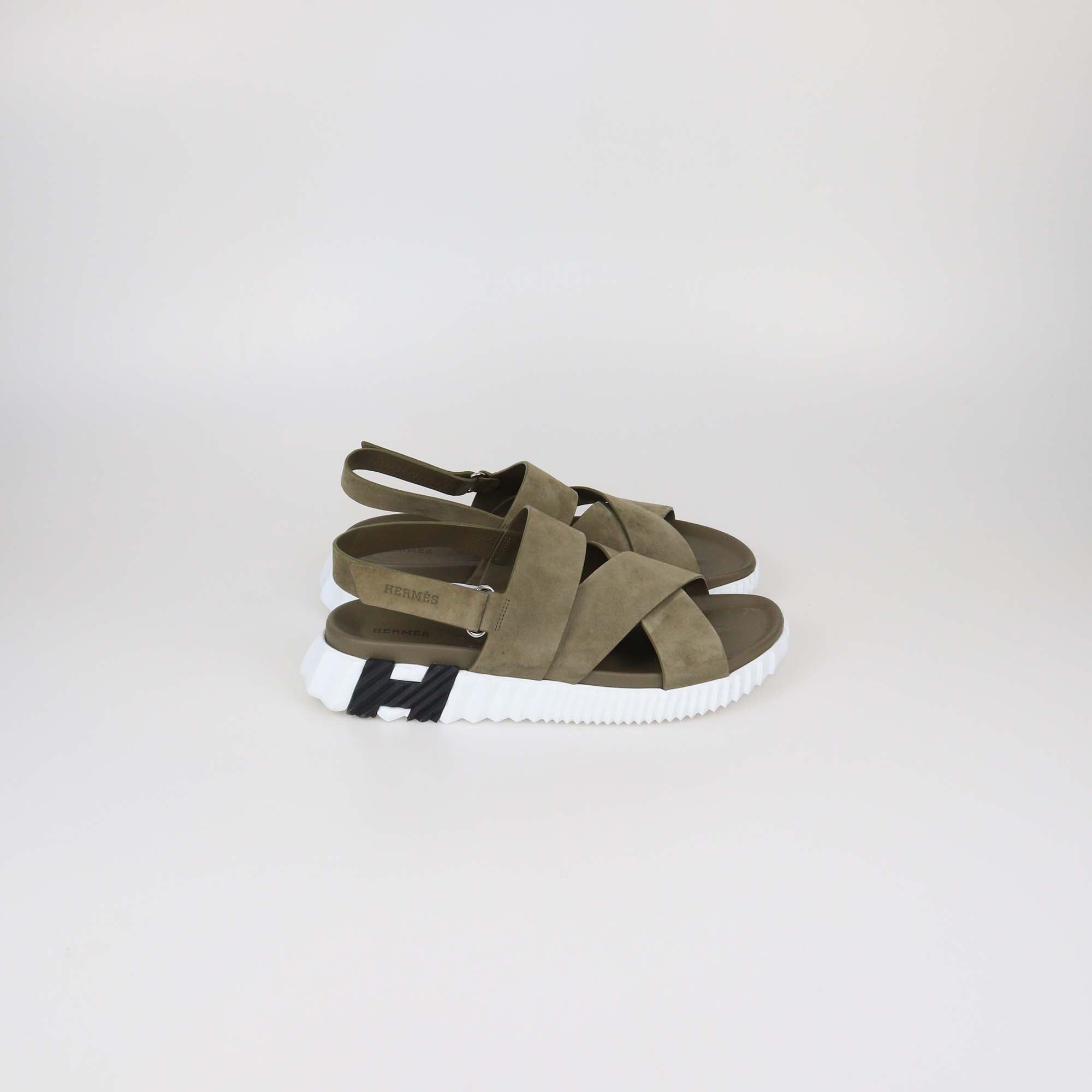 Hermes Green Suede Electric Sandals
