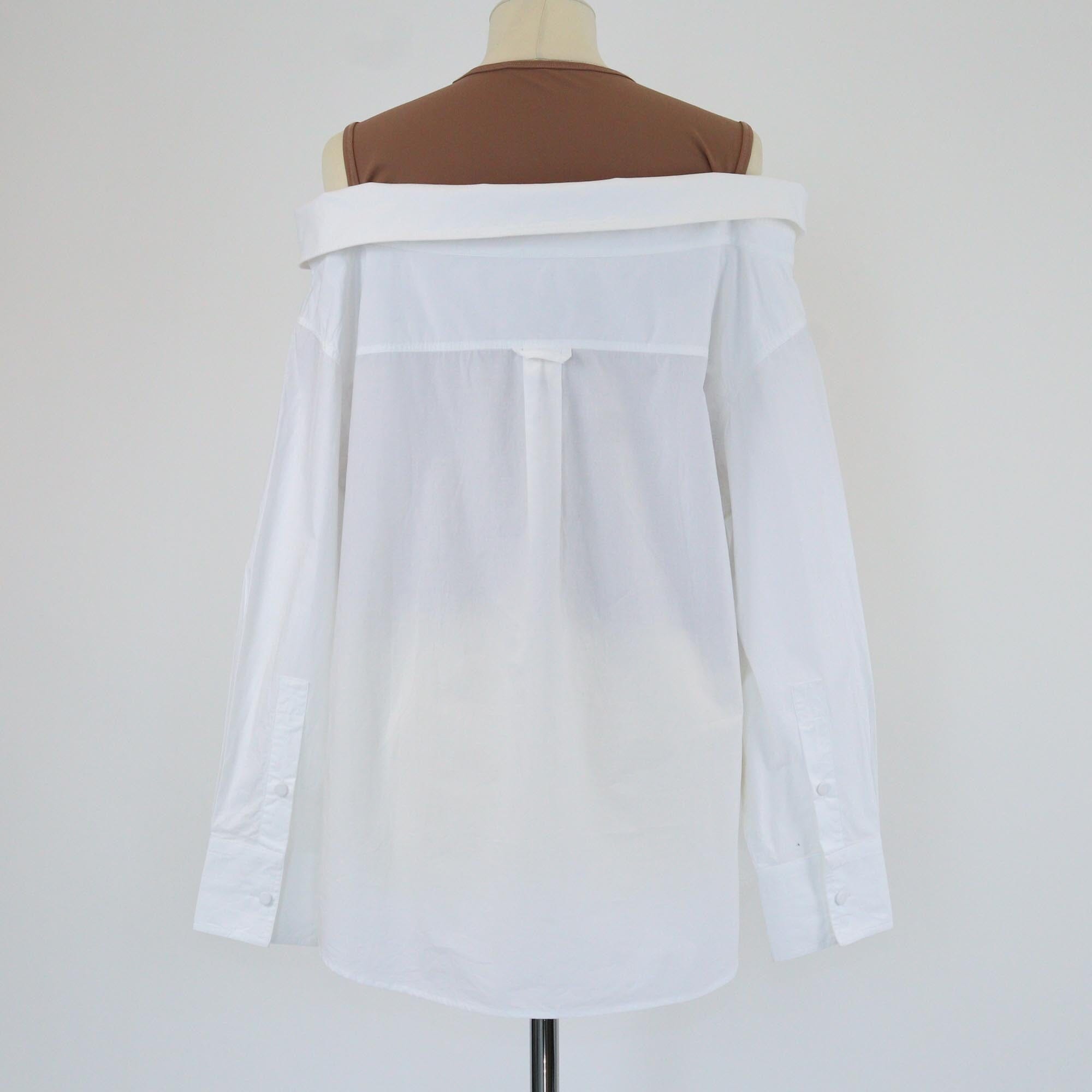 Valentino White/Beige Layered Long Sleeve Shirt Womens Valentino