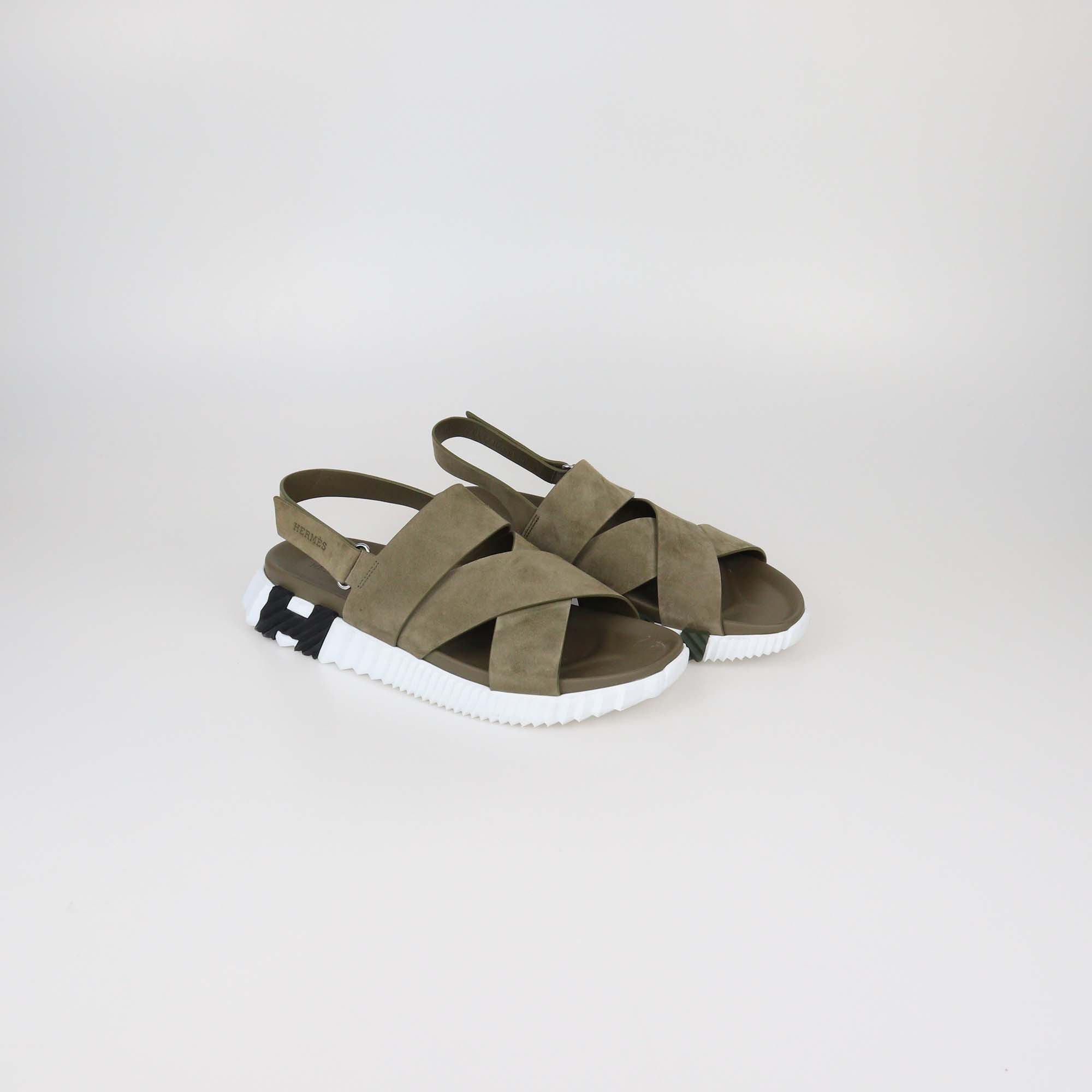 Hermes Green Suede Electric Sandals