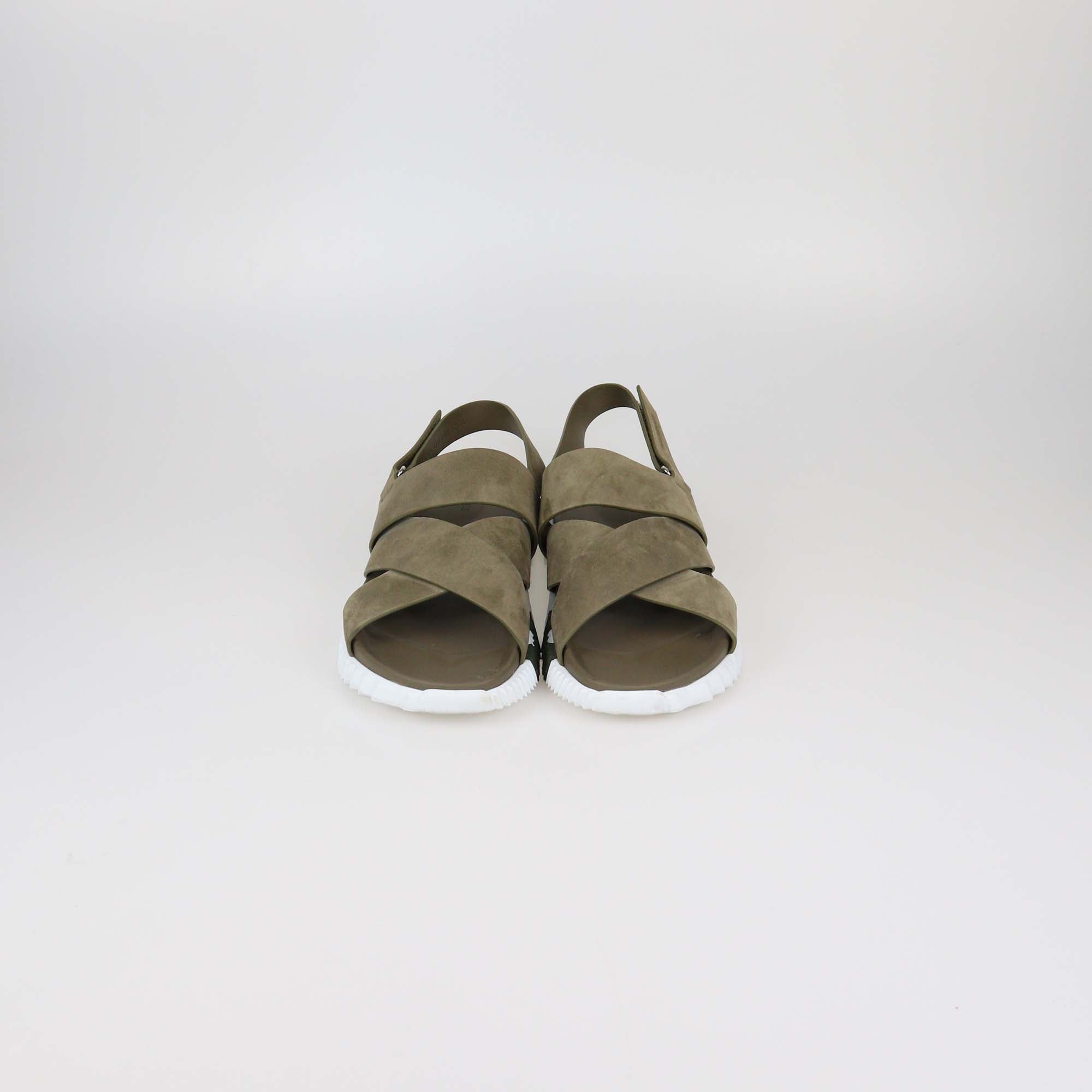 Hermes Green Suede Electric Sandals