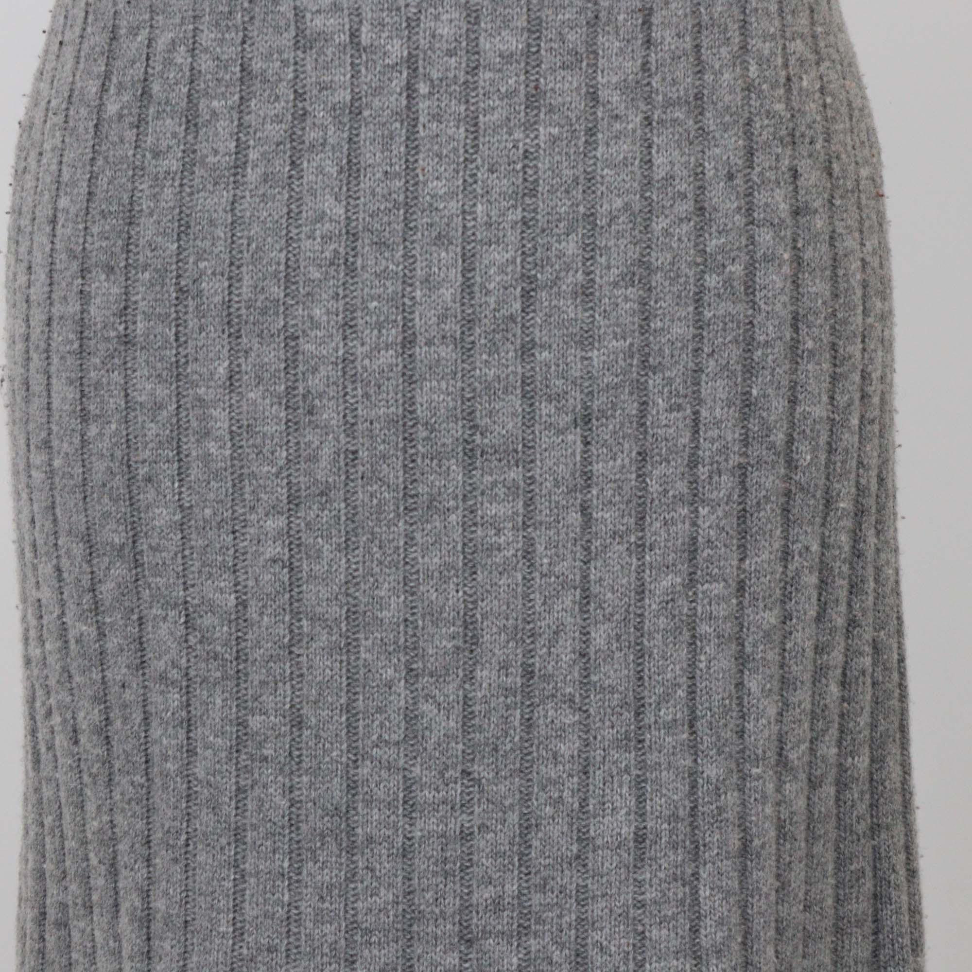 Stella McCartney Grey Wool Elastic Waist Knitted Pleated Midi Length Skirt