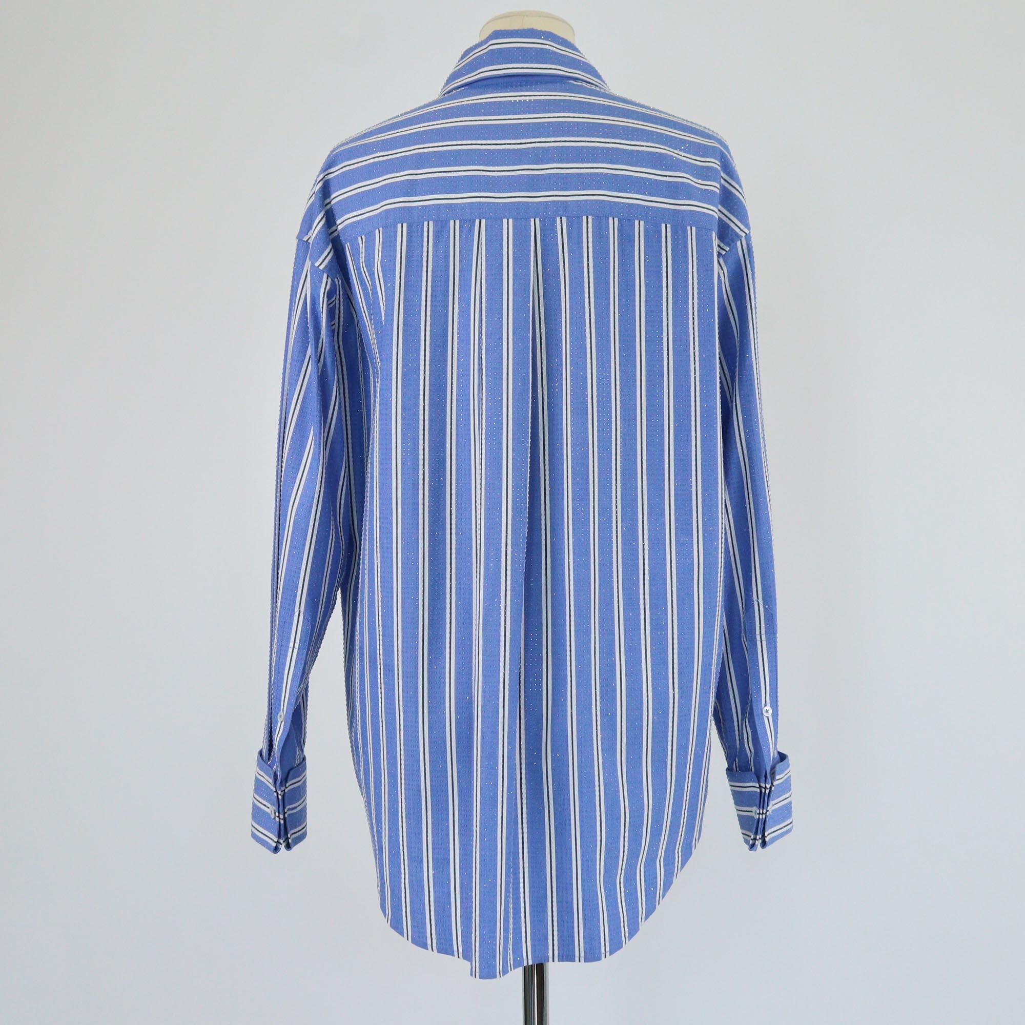 Alexander Wang Blue Stripe Cyrstal Embellished Button Up Shirt Womens Alexander Wang