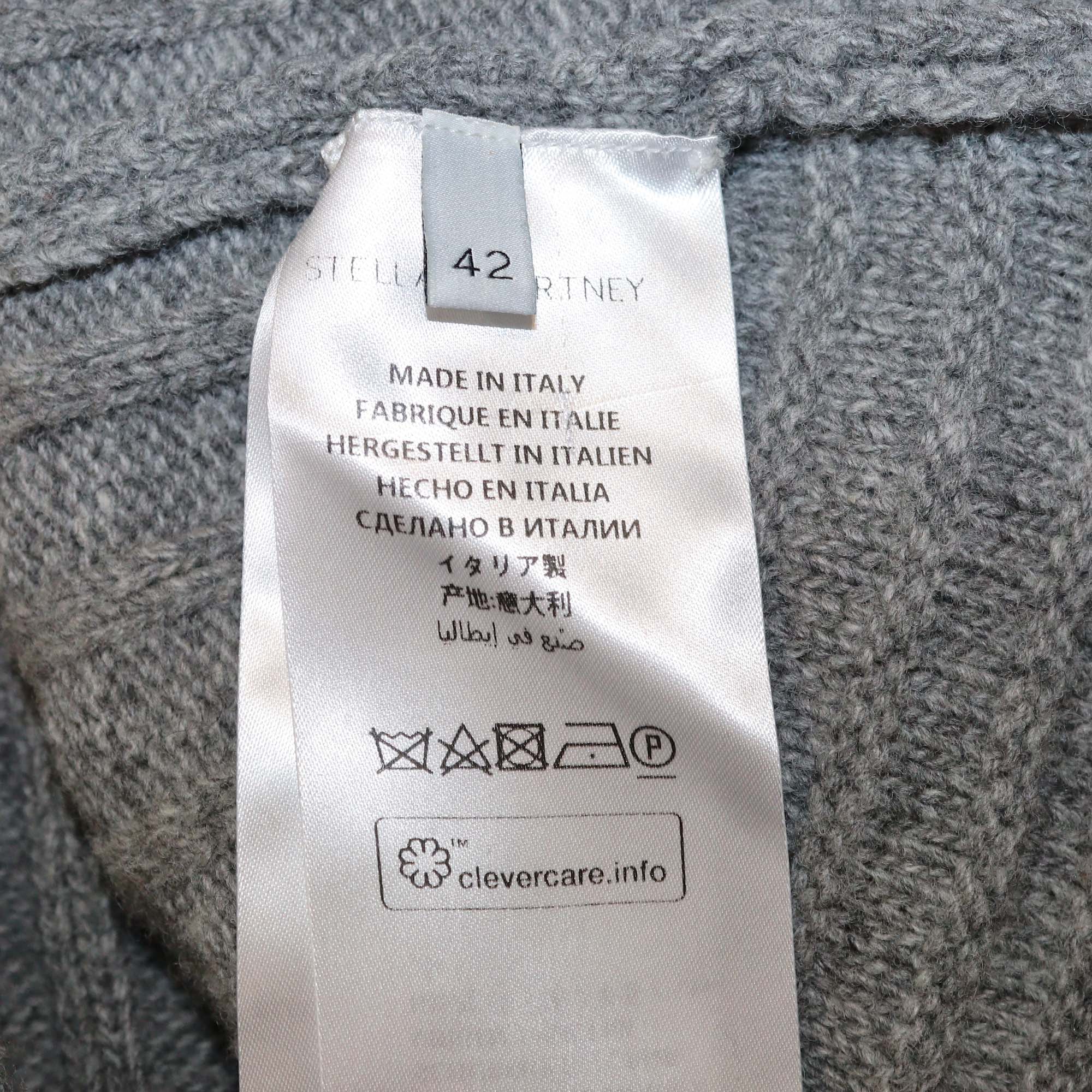 Stella McCartney Grey Wool Elastic Waist Knitted Pleated Midi Length Skirt