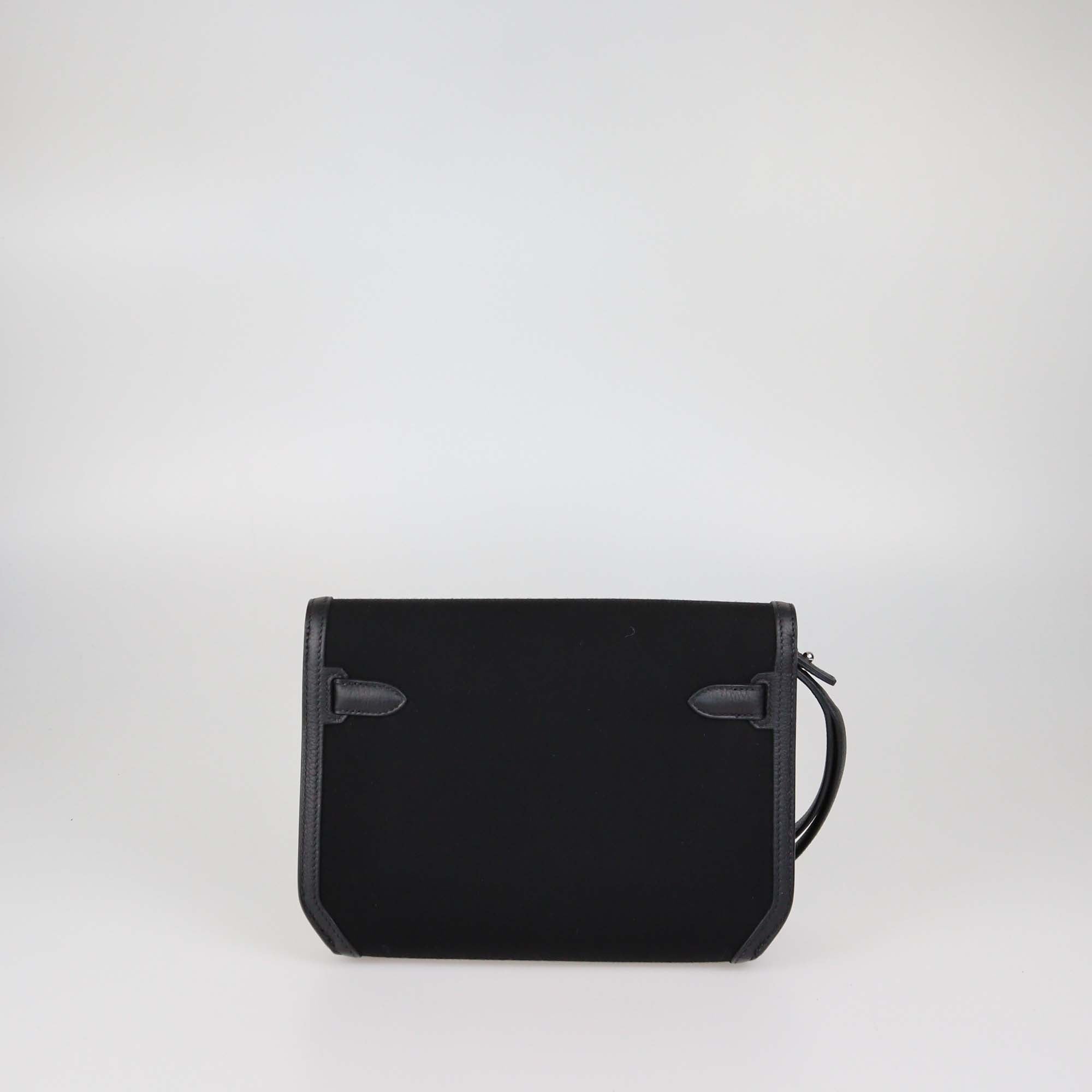 Hermes Black Togo Leather and Canvas Kelly Depeches 25 Pouch