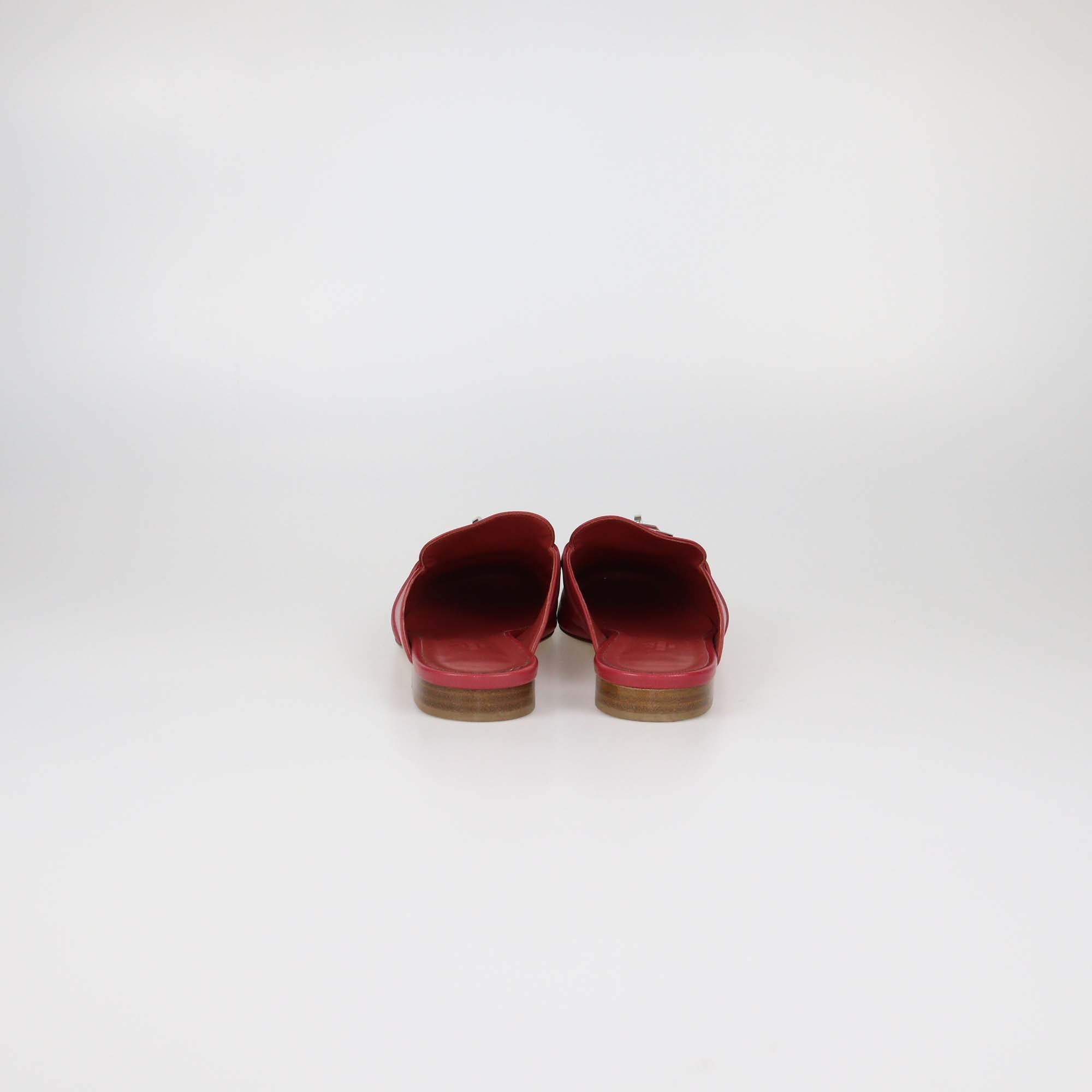 Hermes Red Leather Oz Mules