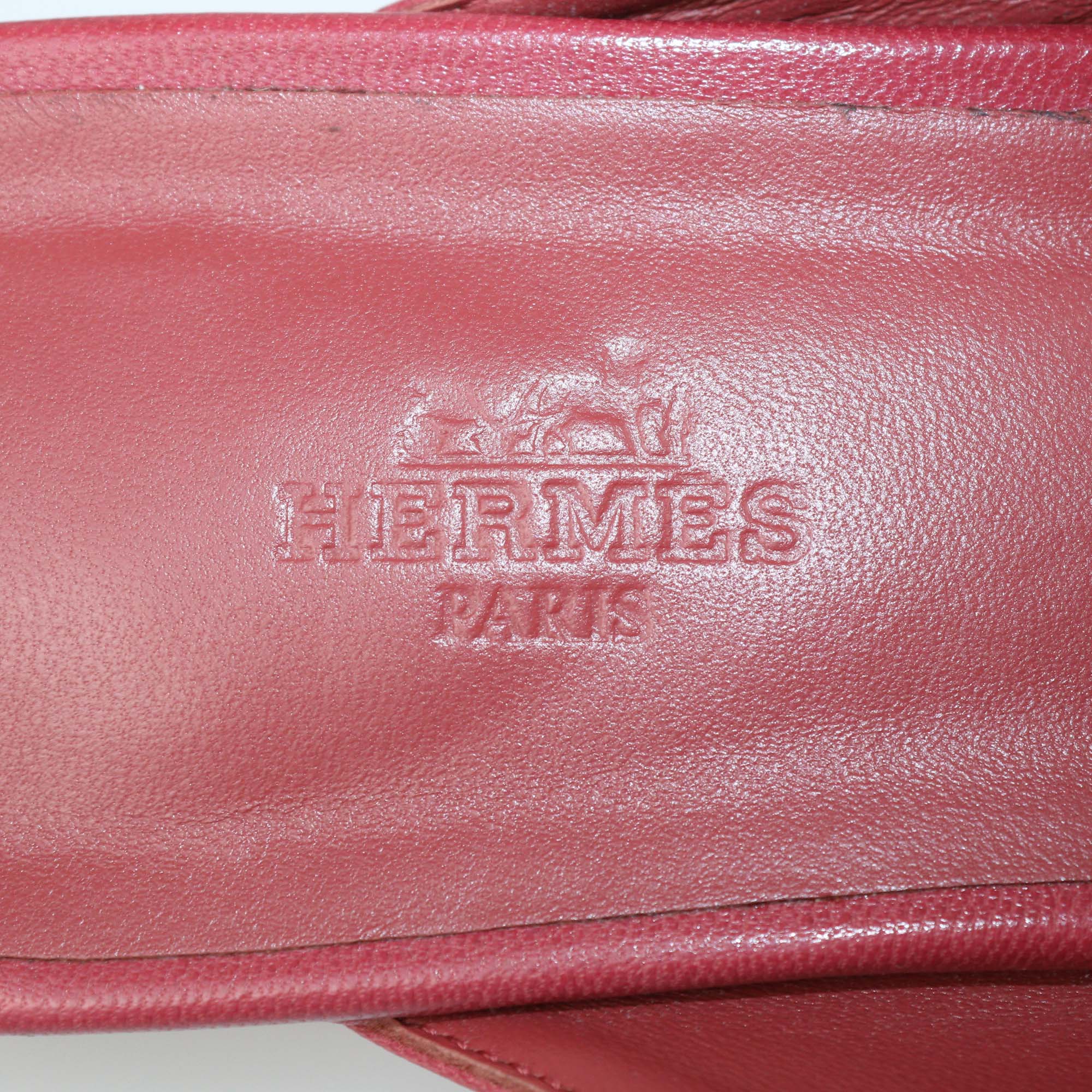 Hermes Red Leather Oz Mules
