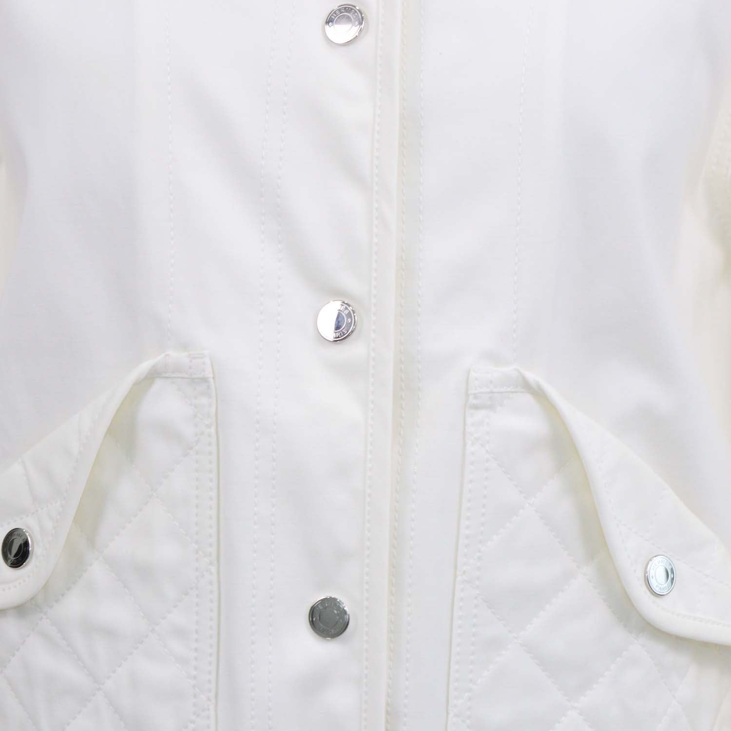 Hermes White Cotton Button Front Sellier Collarless Jacket