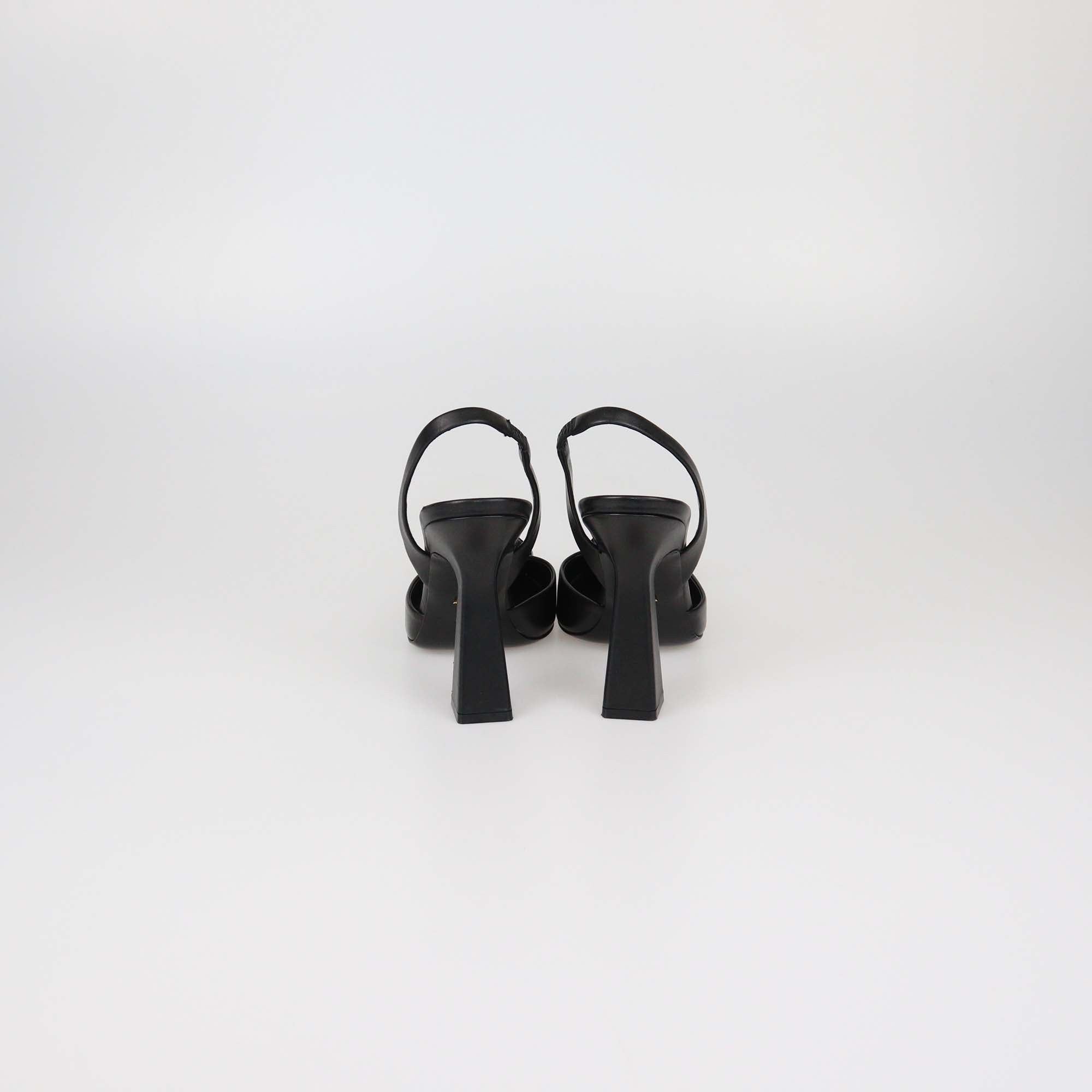 Versace Black Leather La Medusa Slingback Pumps