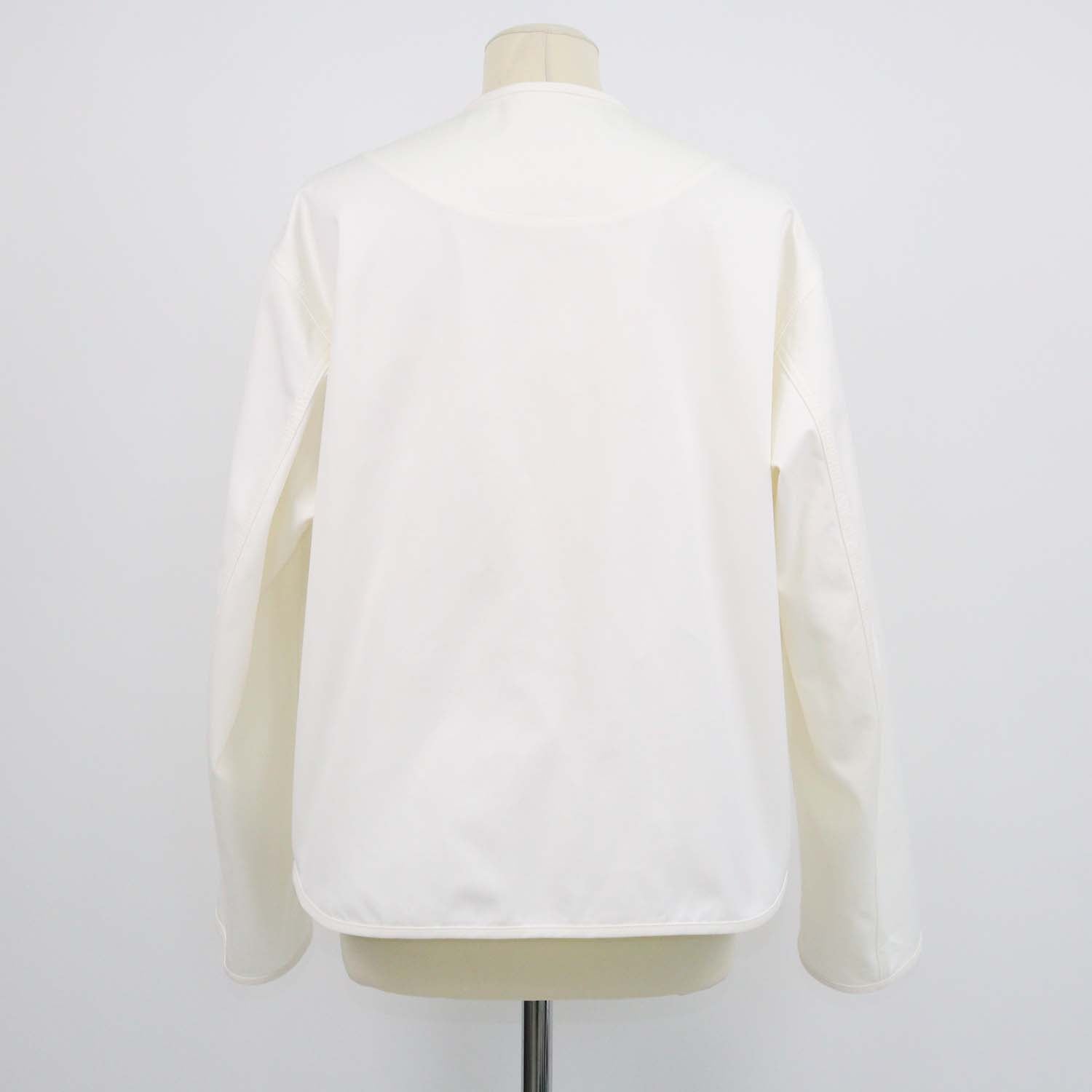 Hermes White Cotton Button Front Sellier Collarless Jacket