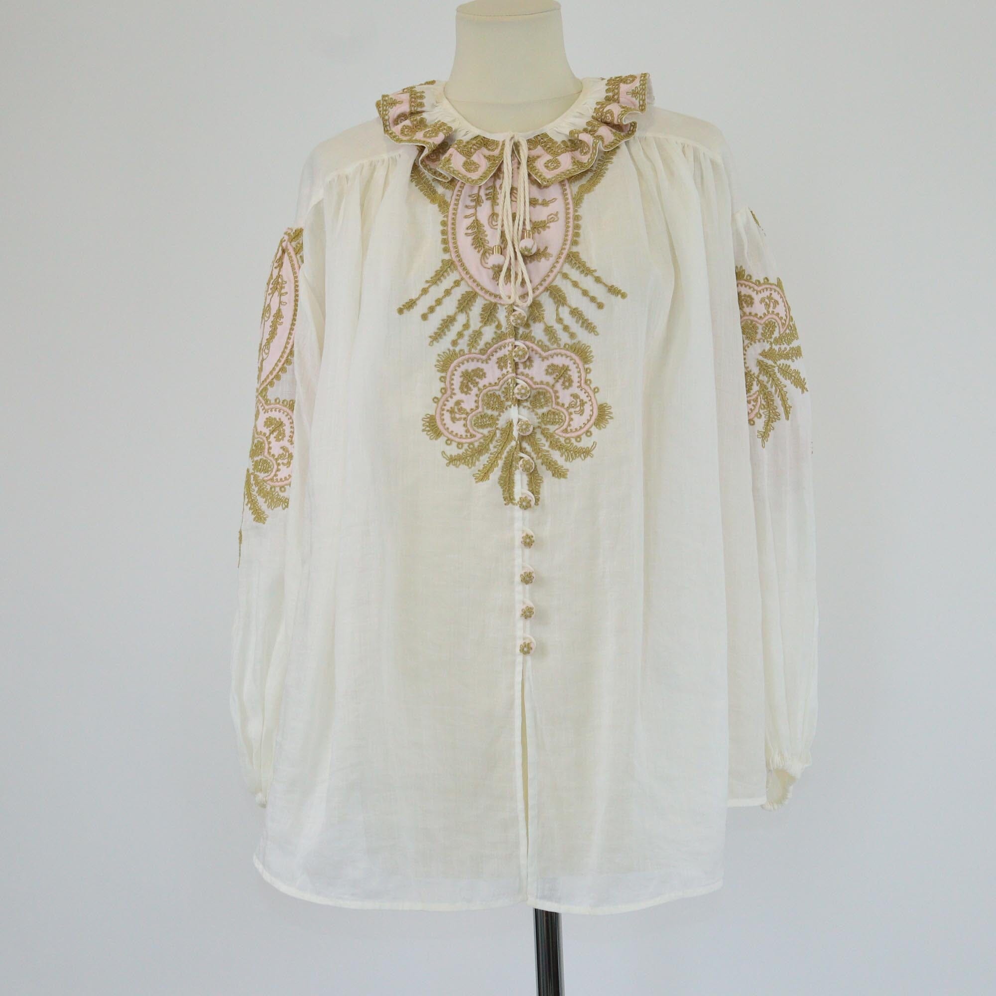 Zimmermann Off White Waverly Embroidered Logn Sleeve Blouse Womens Zimmermann