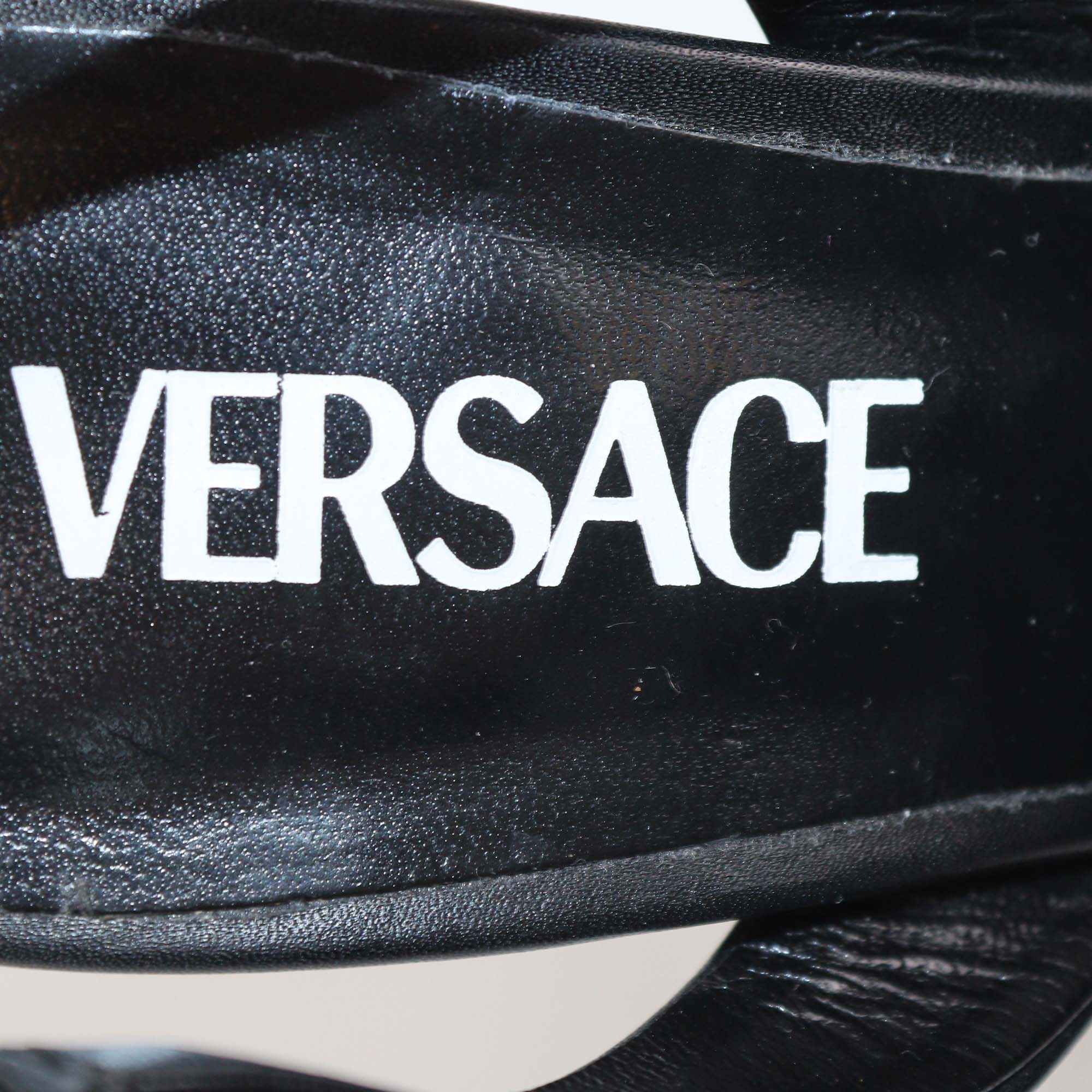 Versace Black Leather La Medusa Slingback Pumps